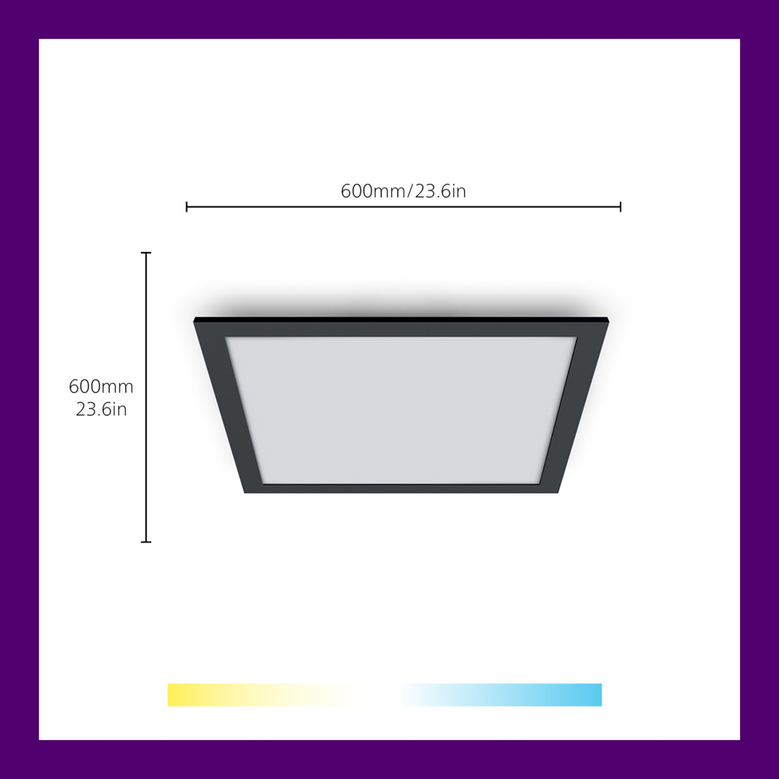 Светлинен панел WiZ LED за таван, черен, 60x60 cm