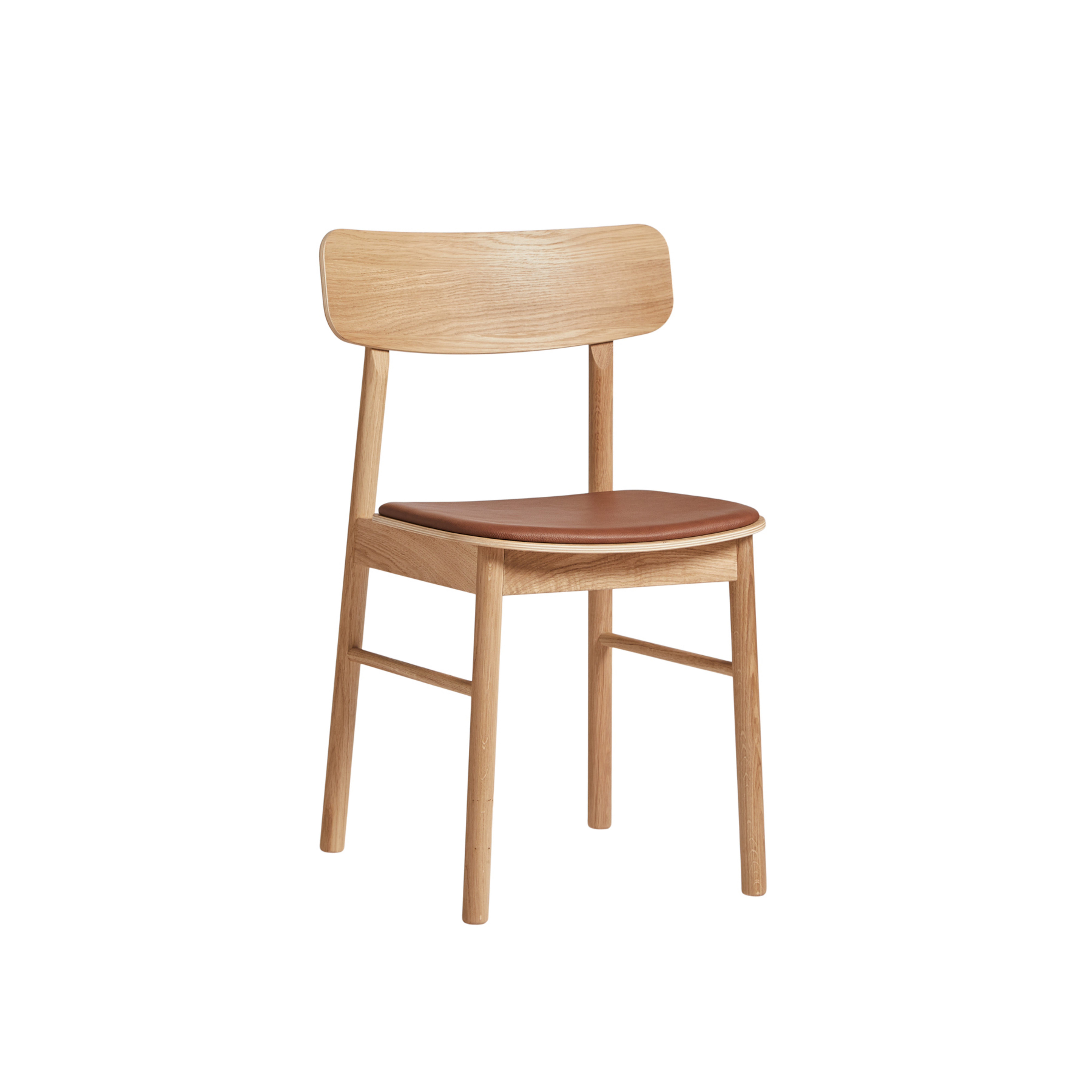 Scaun Soma, lemn deschis la culoare, piele, înălțime 79 cm, stejar - Woud