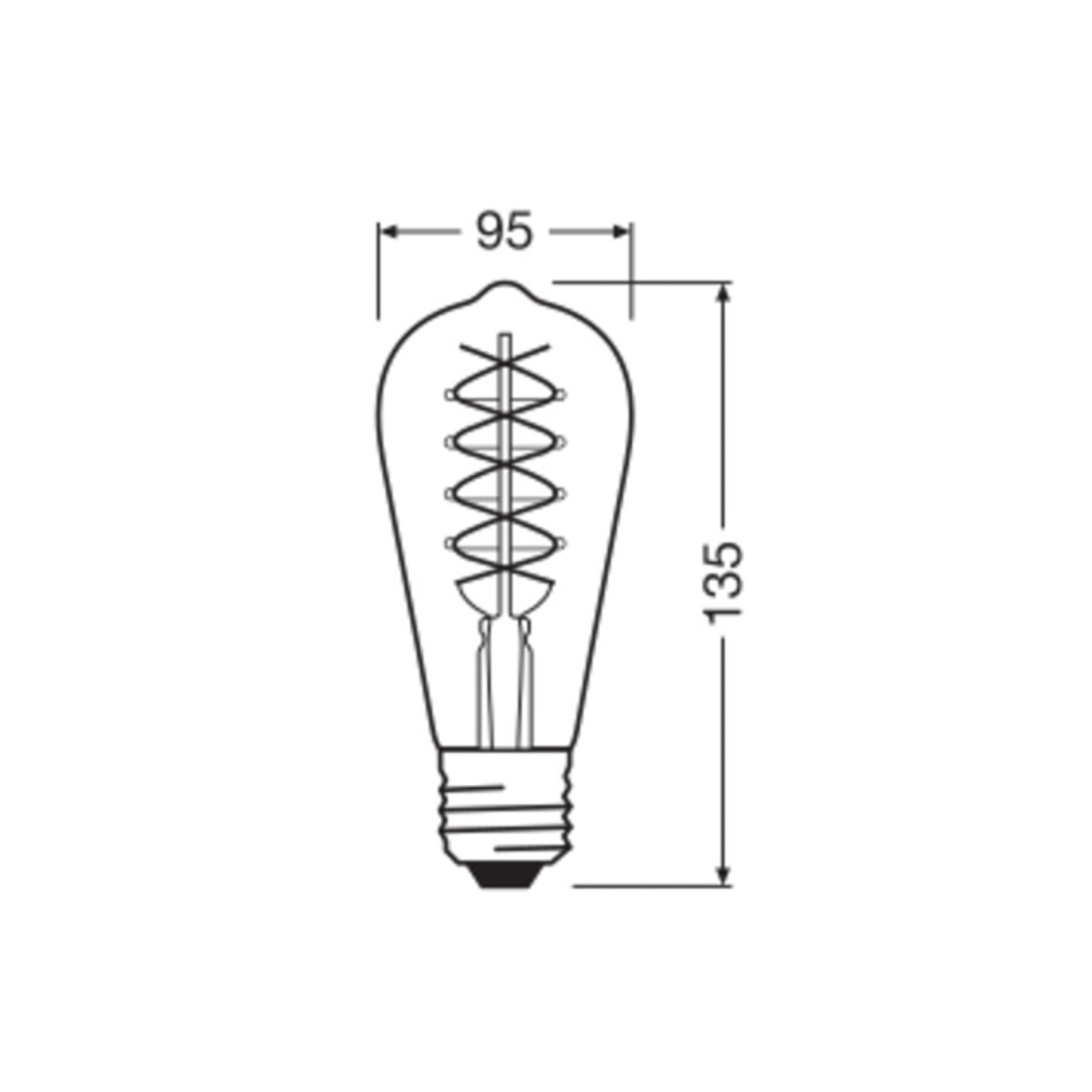 OSRAM LED Vintage 1906 Edison, kuldne, E27, 7 W, 2200 K, dim.