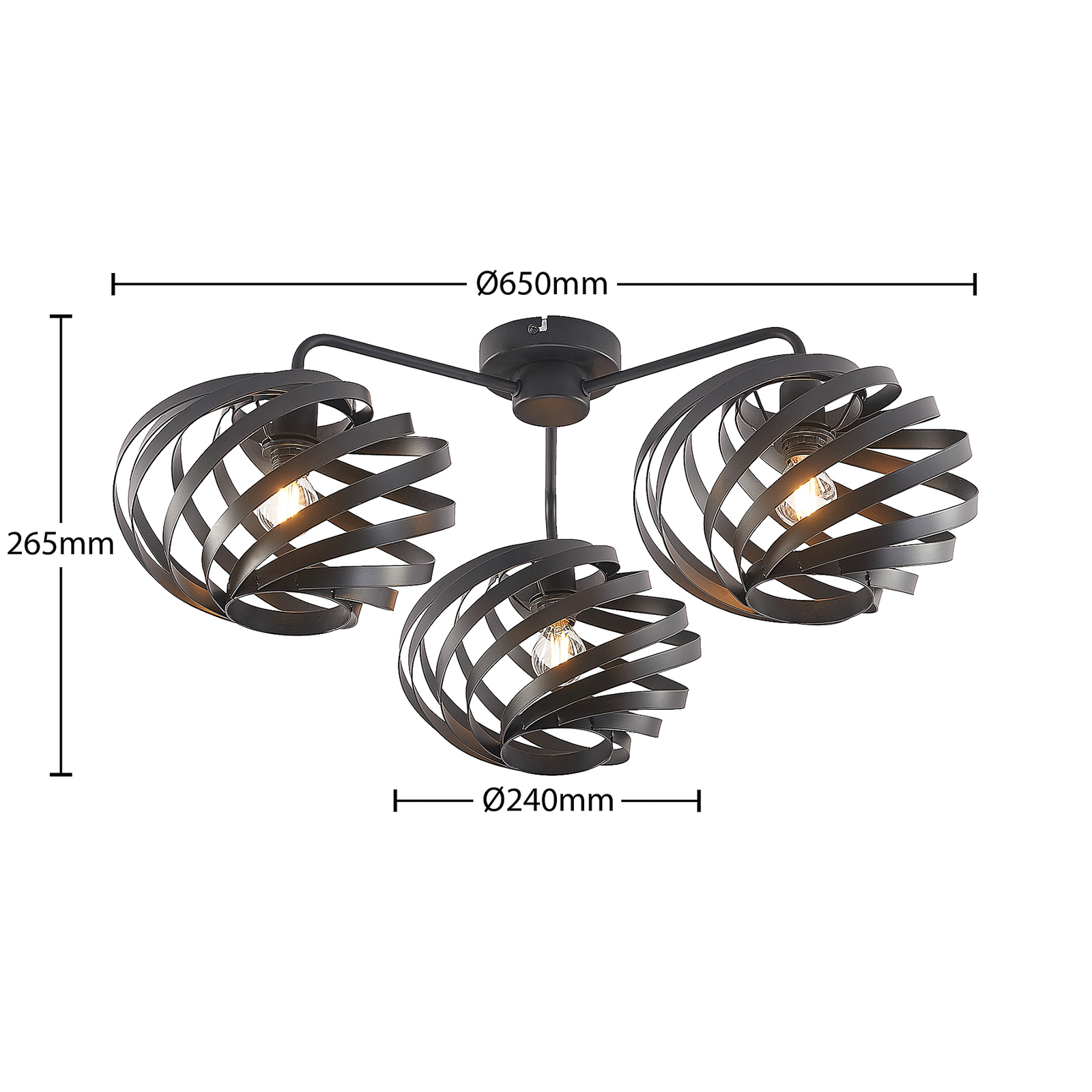 Lindby Niobano plafondlamp van zwart staal