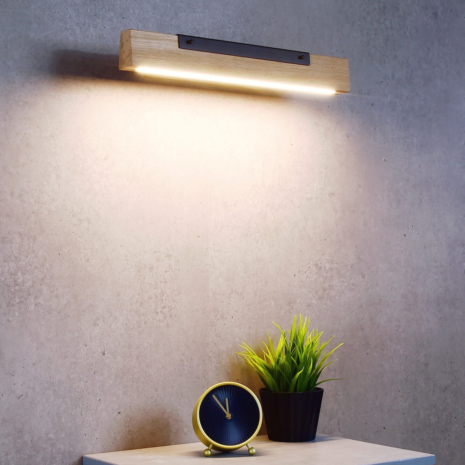 Applique LED Madera luce in basso, rovere