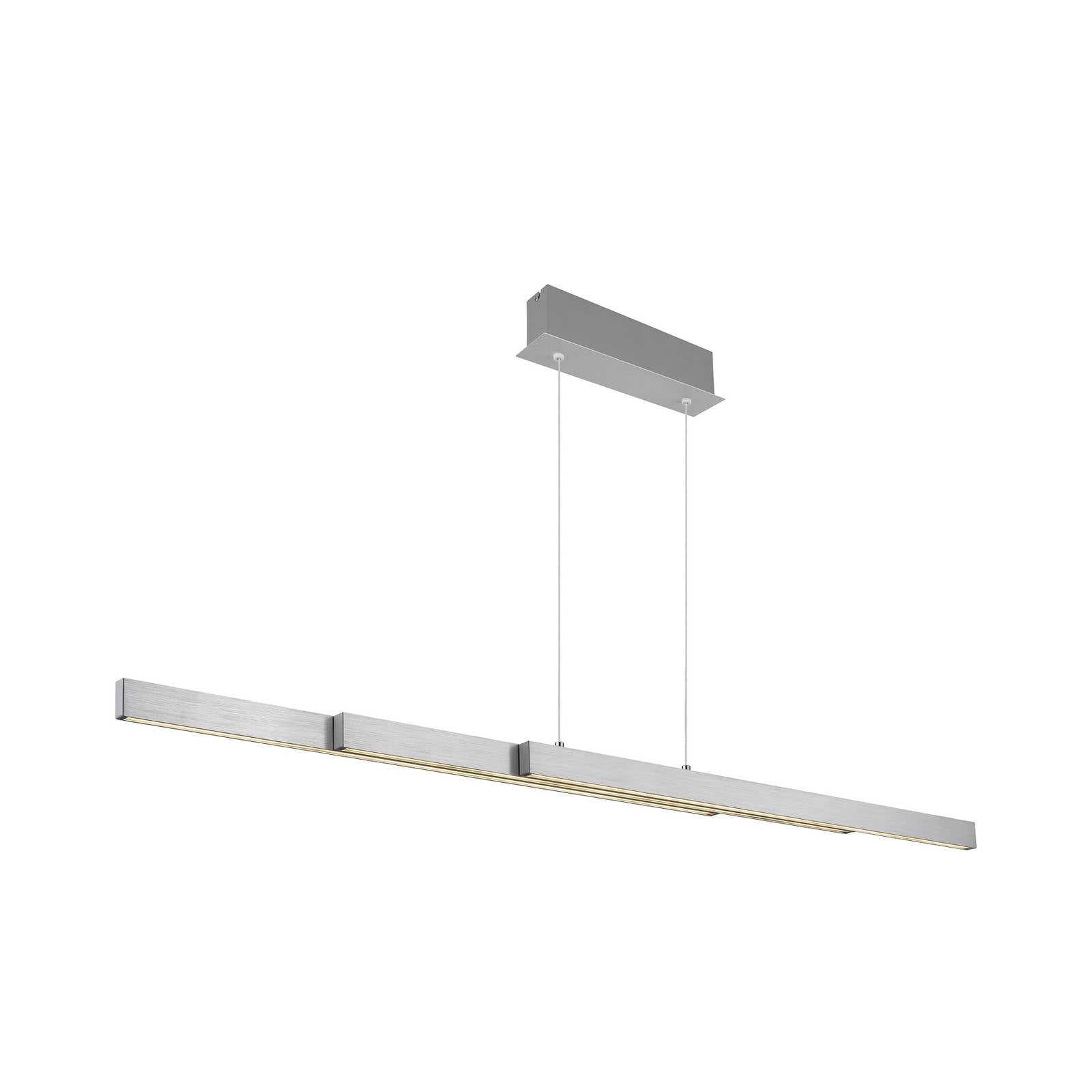LED-Hängelampe Ethan, alufarben, Metall, 150 cm, ausziehbar