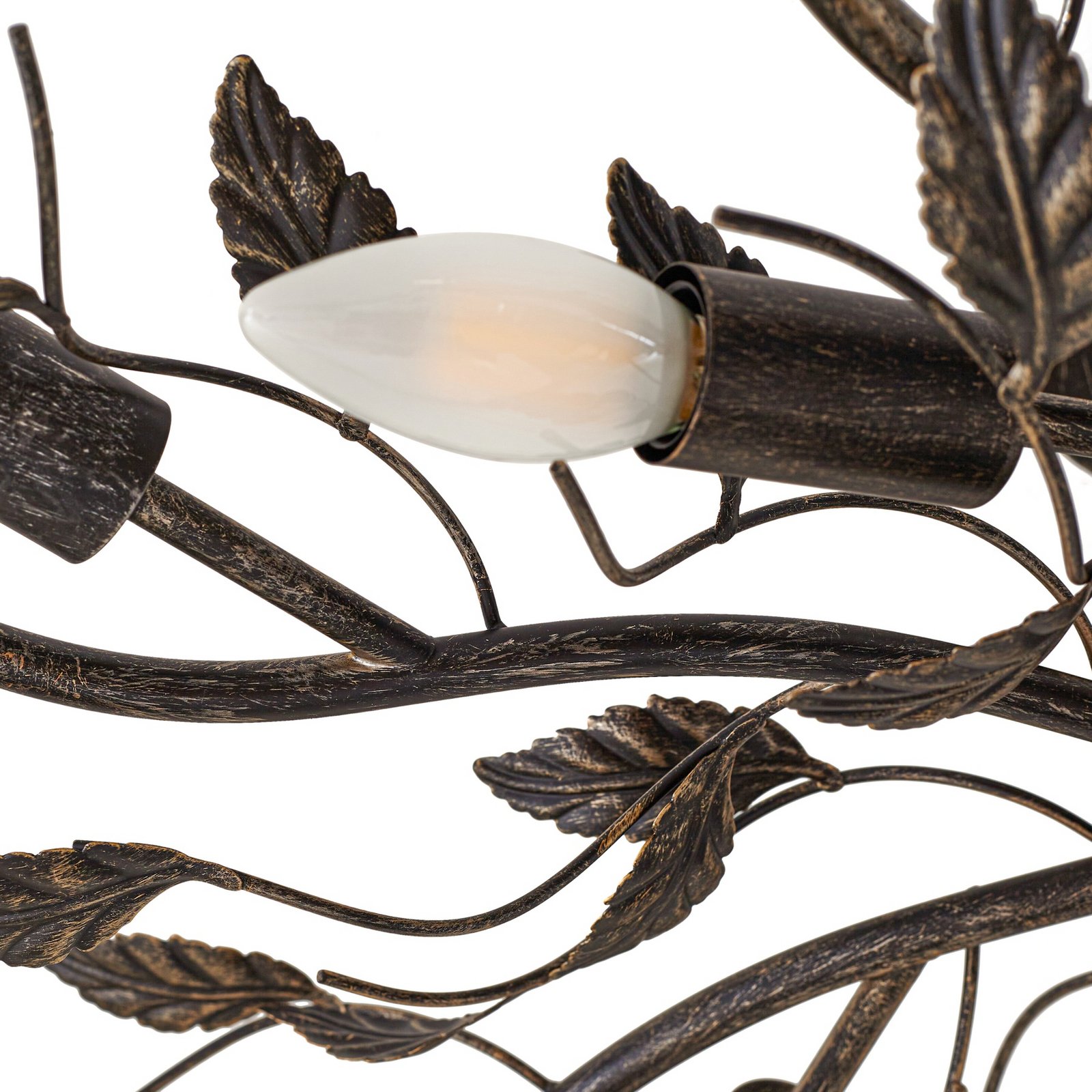 Lindby loftlampe Yos, 8 lyskilder, 85 cm, sort-guld, E14