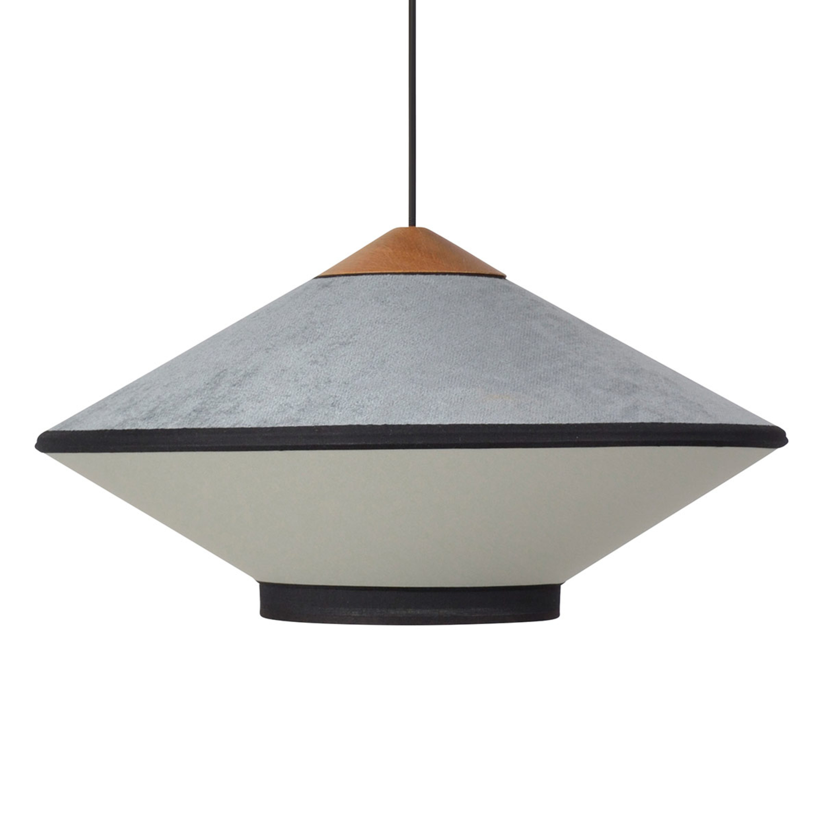 Forestier Cymbal S pendant light 50 cm blue, for Living / Dining Room, metal, velvet, fabric, E27, 15 W, energy efficiency: A++, H: 26.5 cm