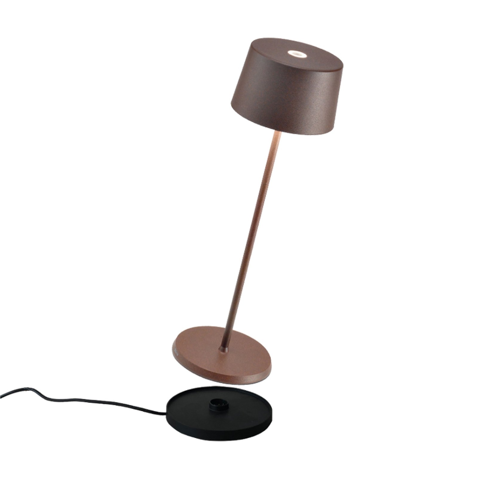 Zafferano Olivia 3K dobíjecí stolní lampa IP65 corten