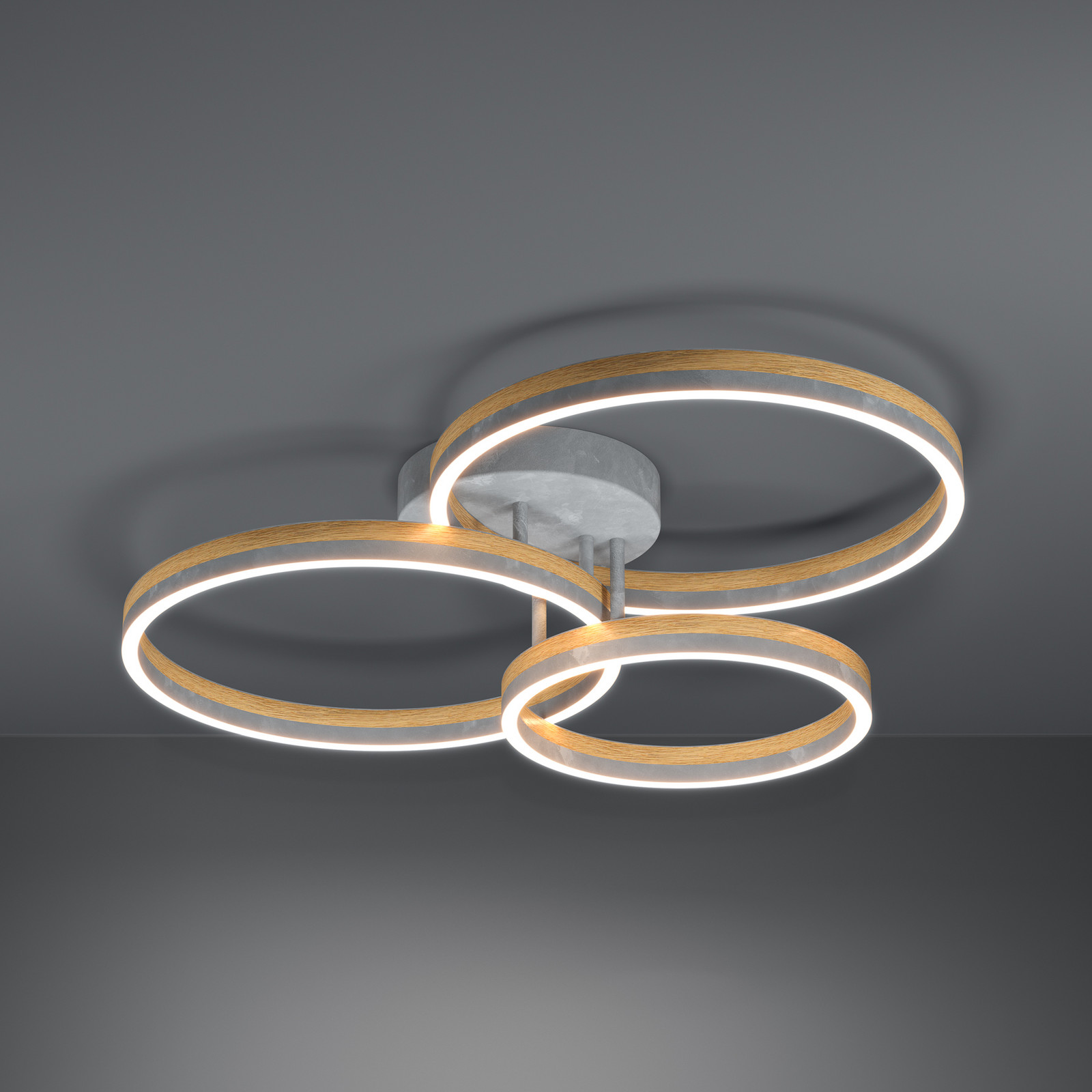 Plafonieră LED Stars of Light Cadinaro gri/lemn 73 cm dimabilă - Camera de zi / sufragerie - Modern - lemn / gri - Sticlă