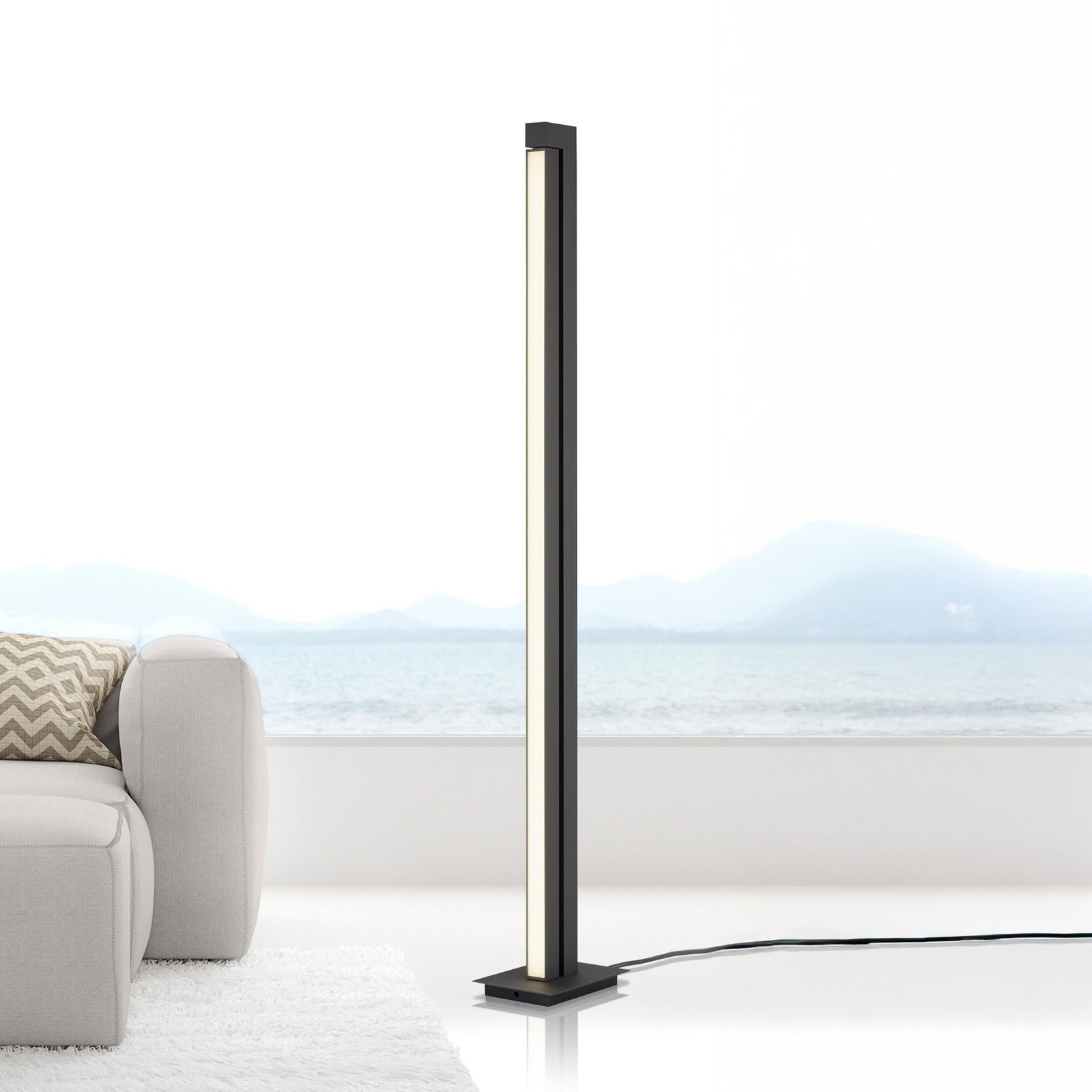Lampe sur pied LED PURE Lines, anthracite, télécommande, 140 cm