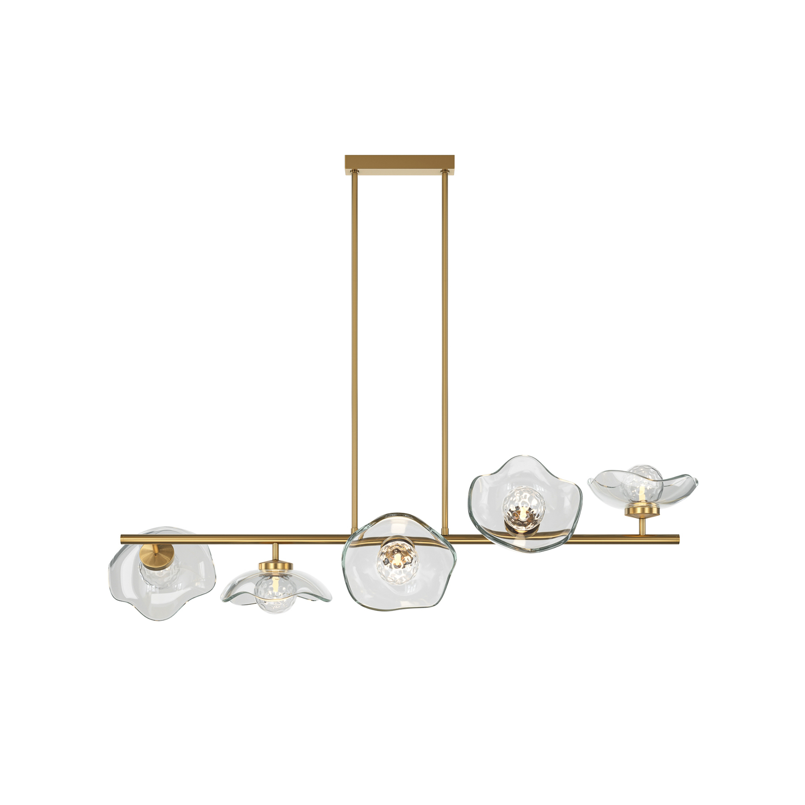 Maytoni pendant light Miracle, 5-bulb, brass-coloured, glass