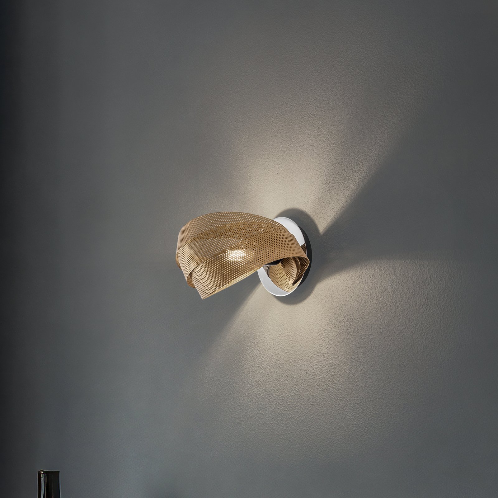 Applique murale Vento, noir/doré, métal, 27 cm, E14