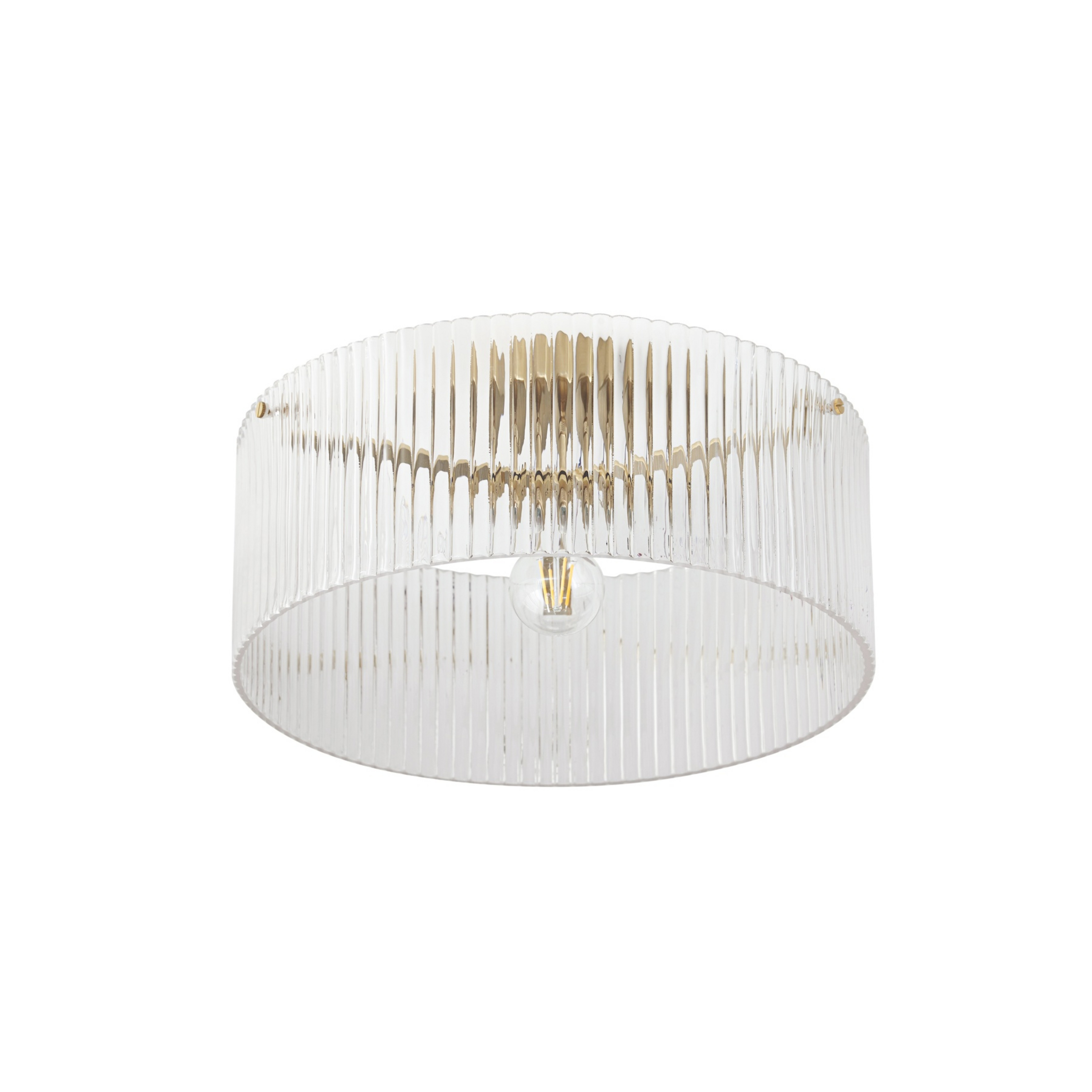 Meritt loftlampe, messing/klar, Ø 40 cm, glas - Lucande