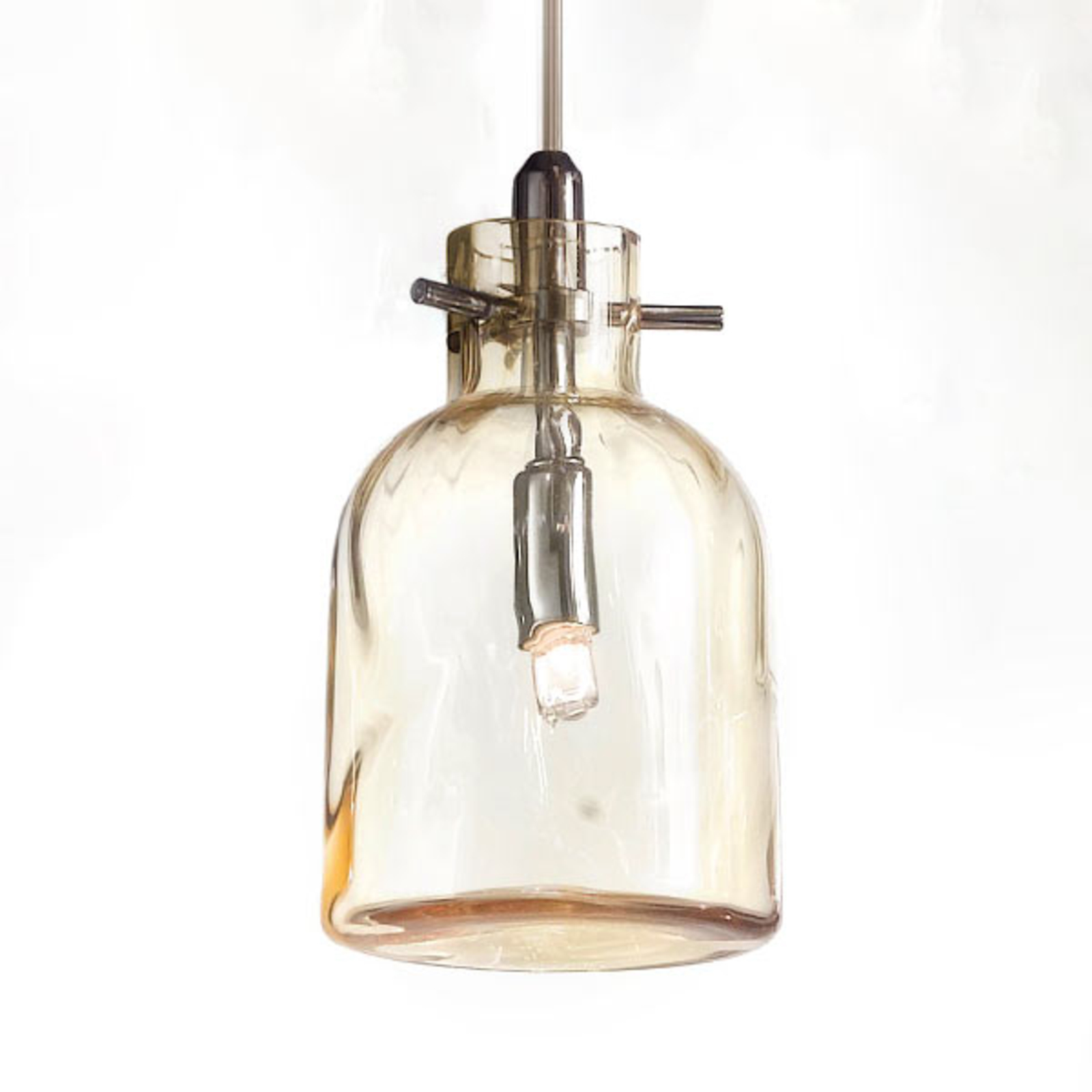 Selene Bossa Nova - hanging lamp 11 cm amber, for Living / Dining Room, glass, metal, G9, 33 W, energy efficiency: A++, H: 16 cm