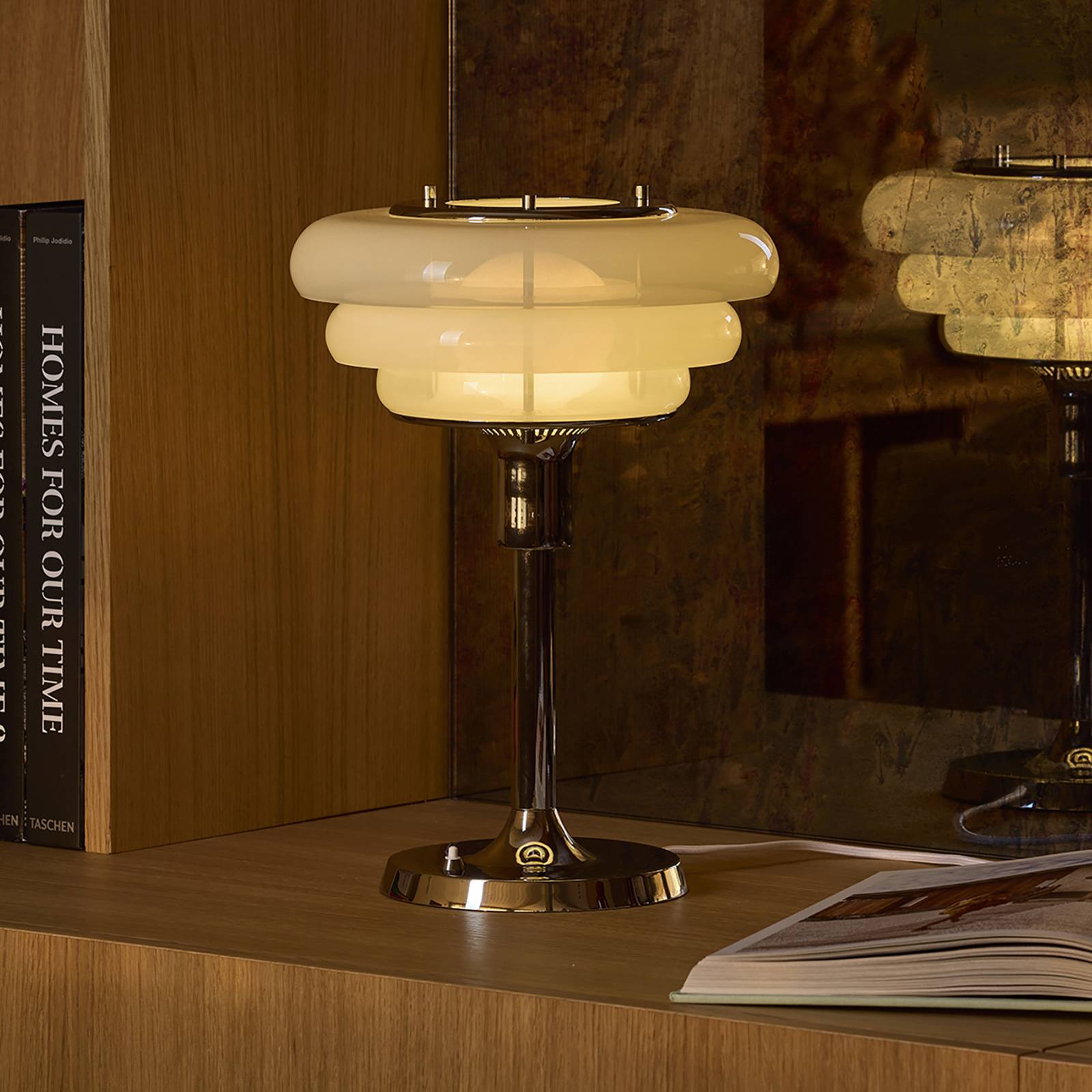 MARKET SET Lampe à poser Sunset, blanc brumeux, verre, E27