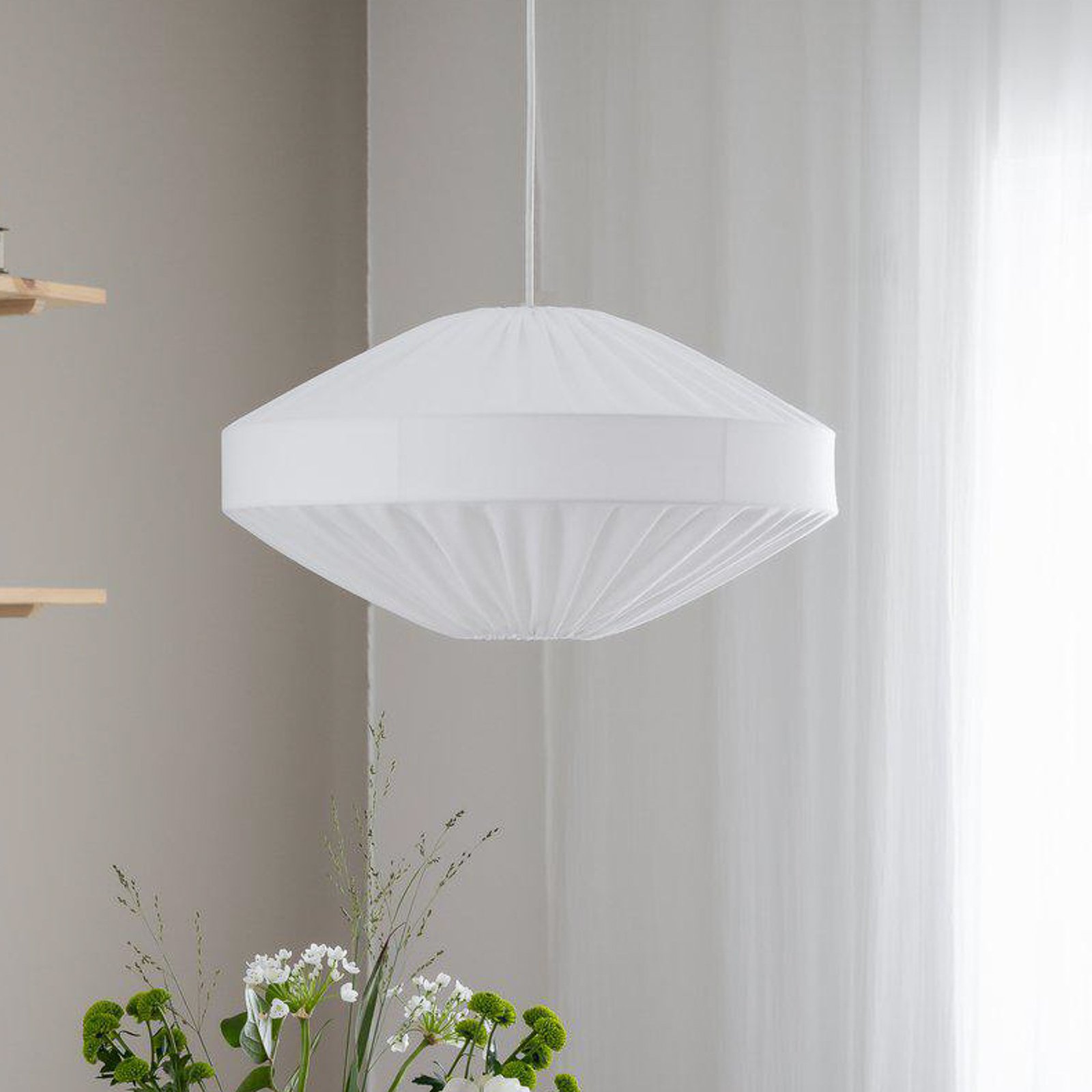 "PR Home Edith" pakabinamas šviestuvas, Ø 50 cm, medvilninis, baltas