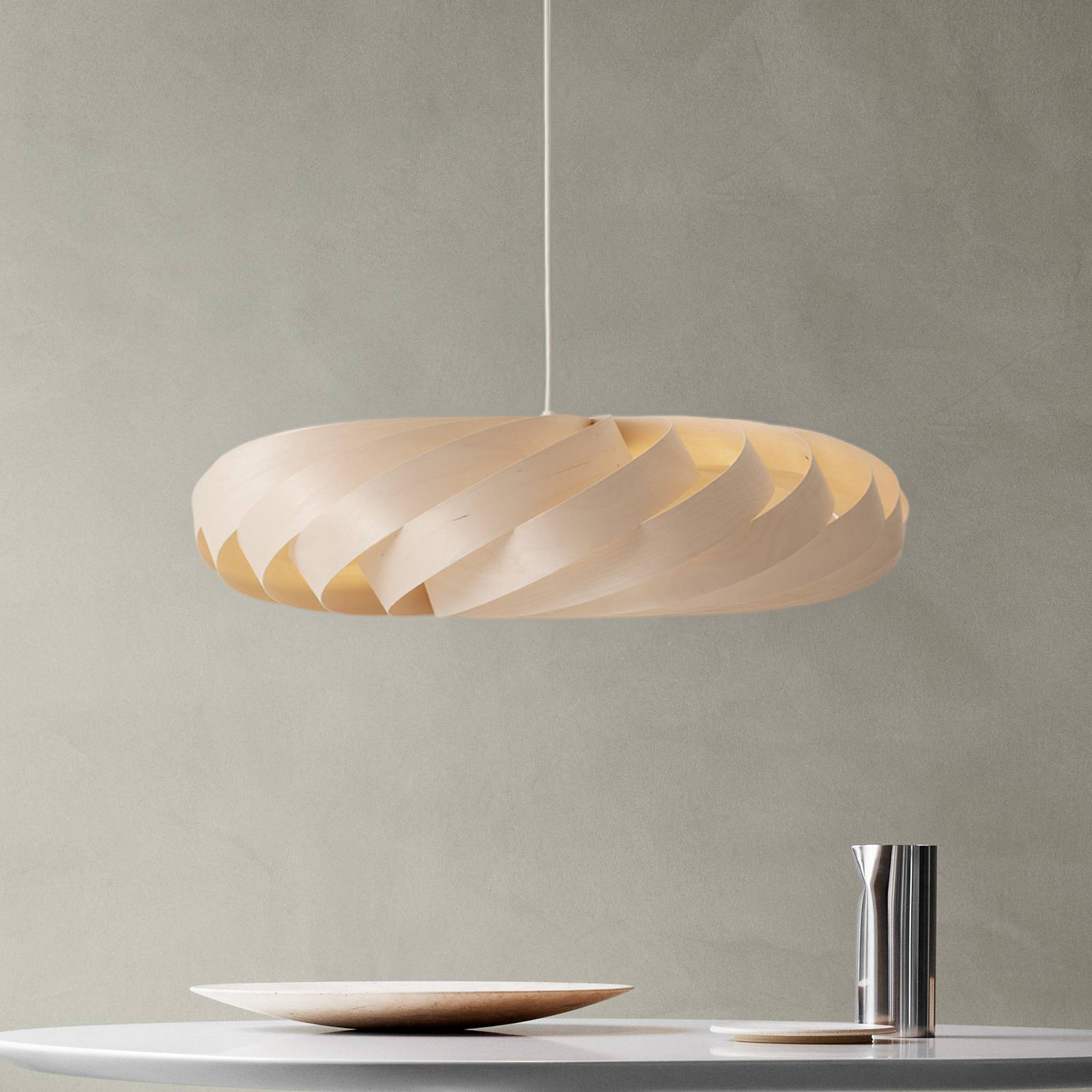 Lampa wisząca Tom Rossau TR5, Ø 80 cm, naturalna, drewno brzozowe