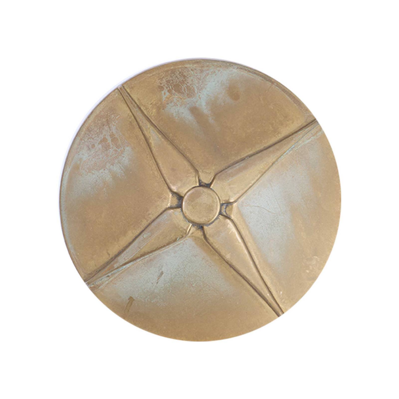 Kinkiet LED Aura Disk, głębokość 12,5 cm, mosiądz postarzany, IP65