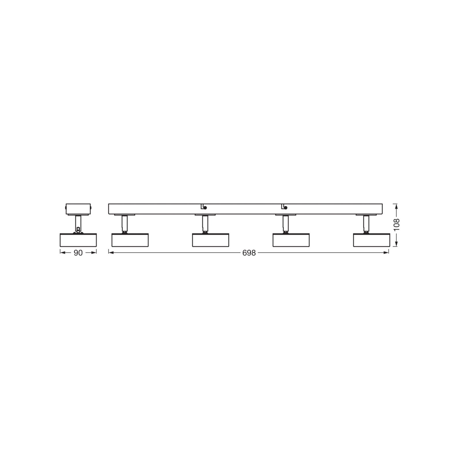Faretto da soffitto LED OSRAM PLUTO, nero, 4 faretti, 3.000 K
