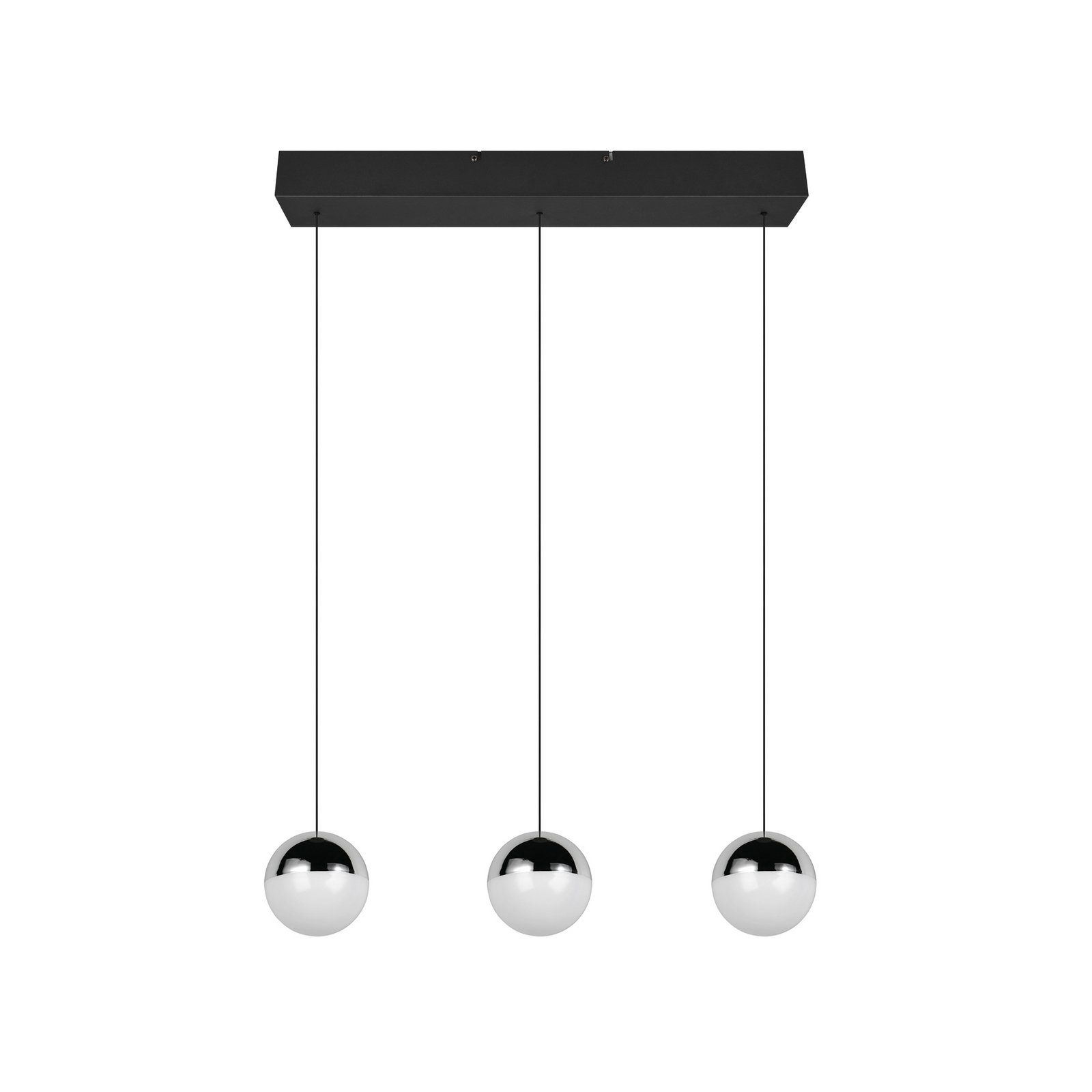 Senta LED pendant light, chrome, length 62 cm, 4,000 K, 3-bulb.