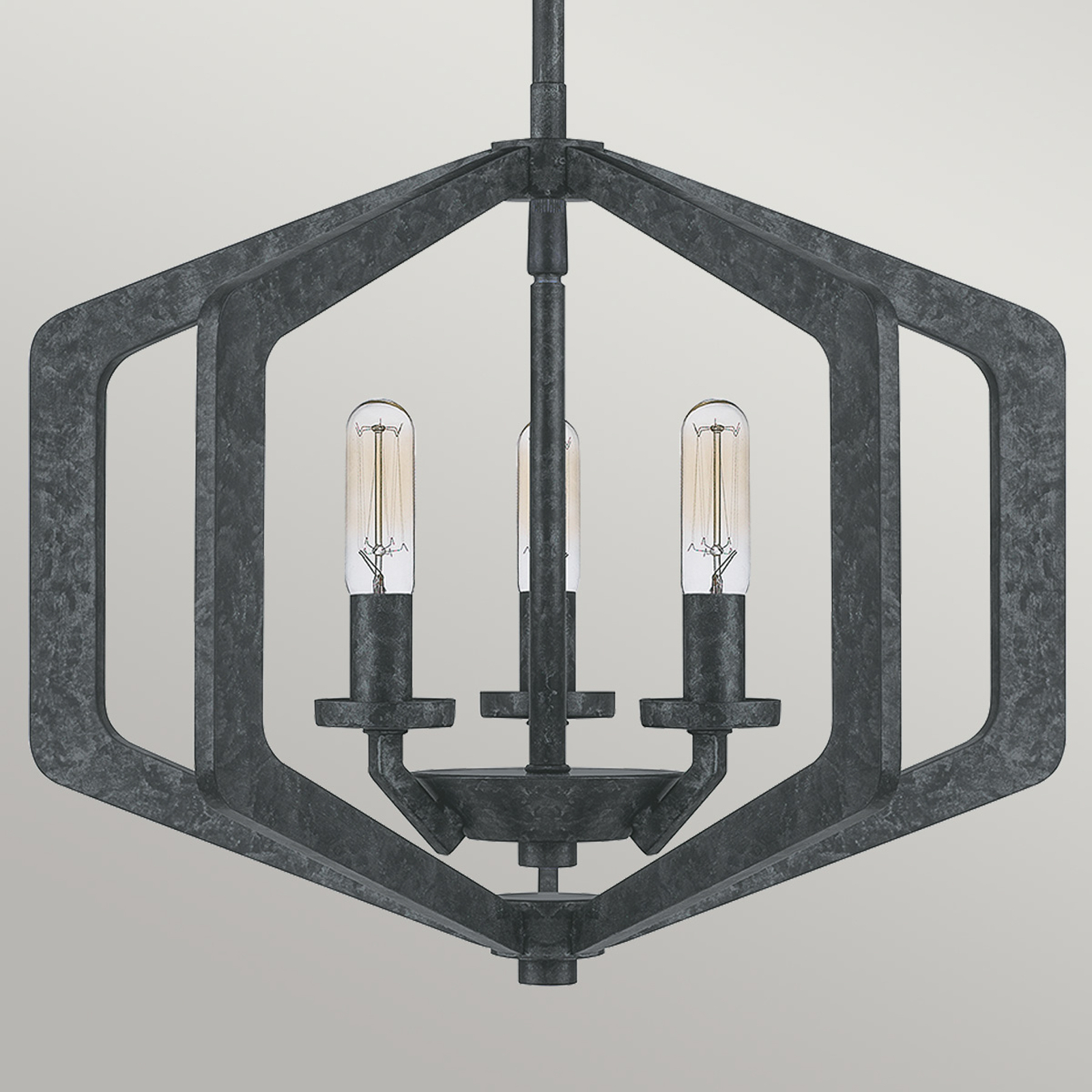 Vanguard hanging light, old black, 3-bulb