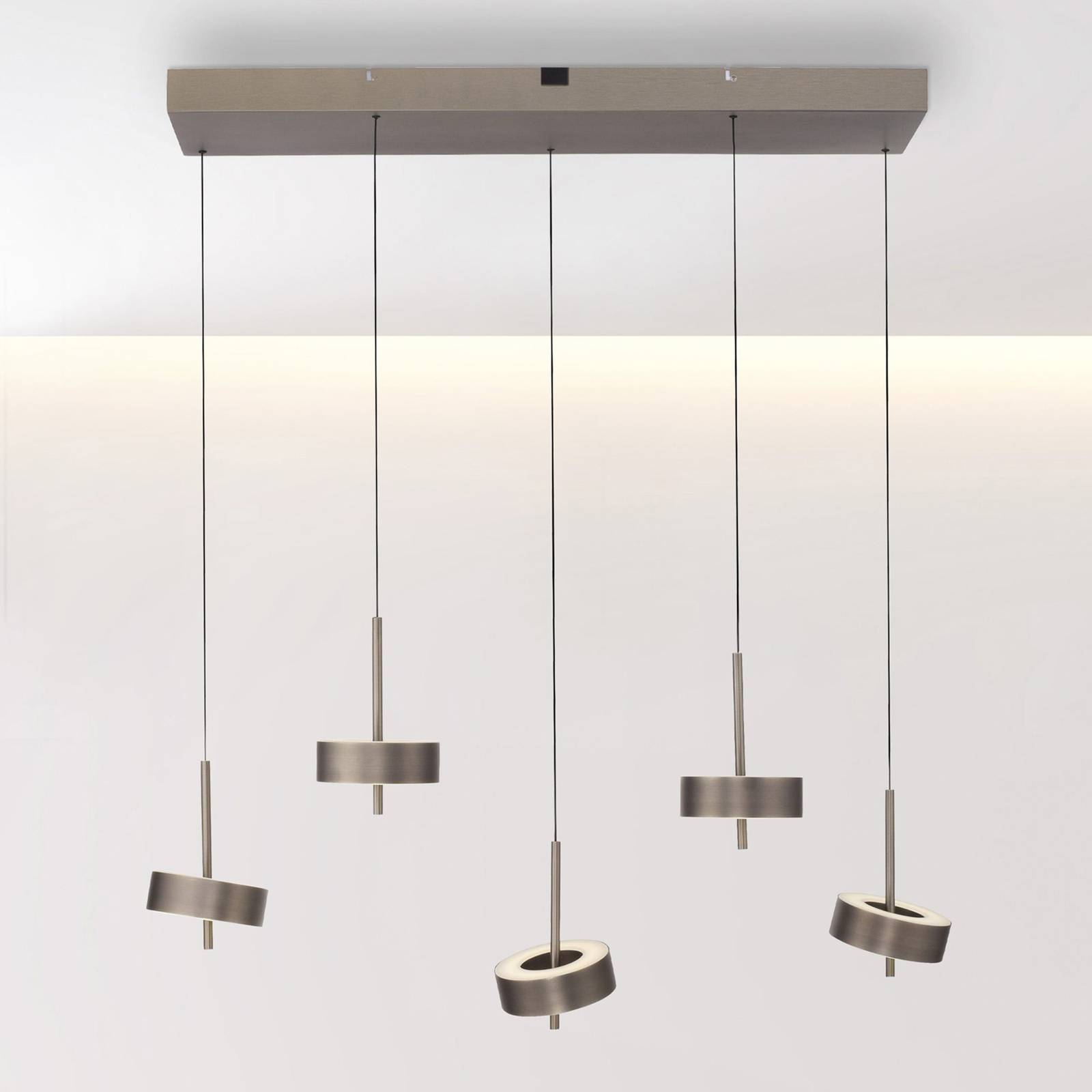 Q-Smart-Home Paul Neuhaus Suspension Smart LED Q-Rotate brun foncé à 5 lampes