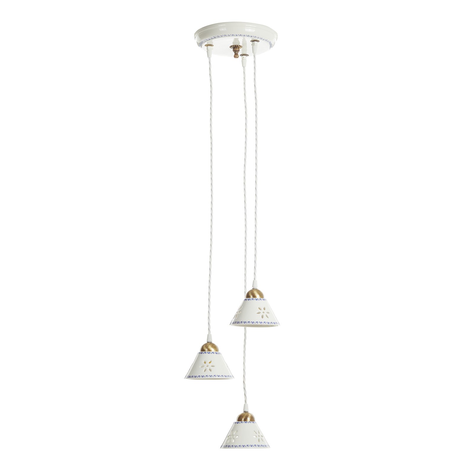Hanglamp NONNA van wit keramiek, 3-lichts