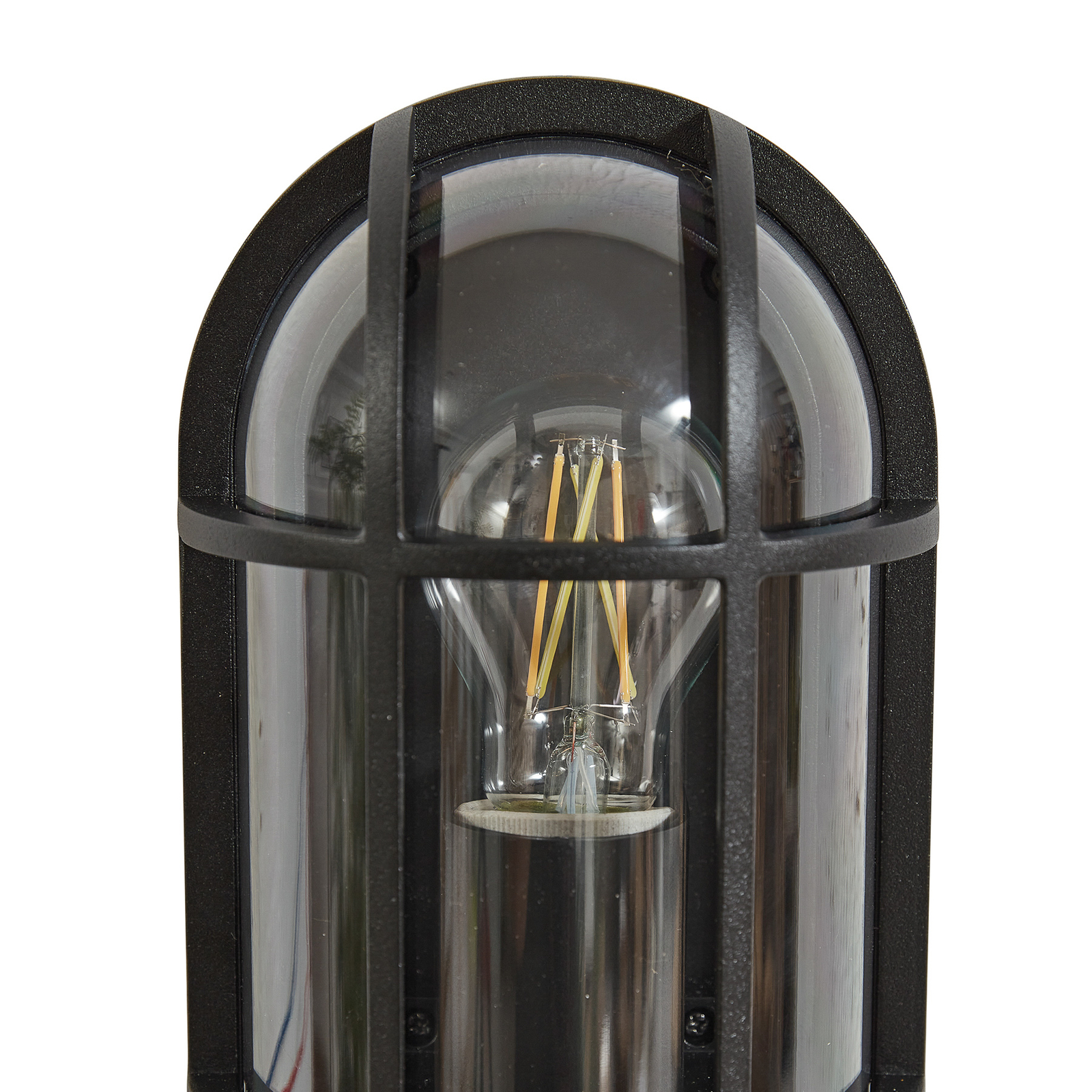 Lucande Serine āra sienas lampa, 27,1 cm, melna, alumīnija