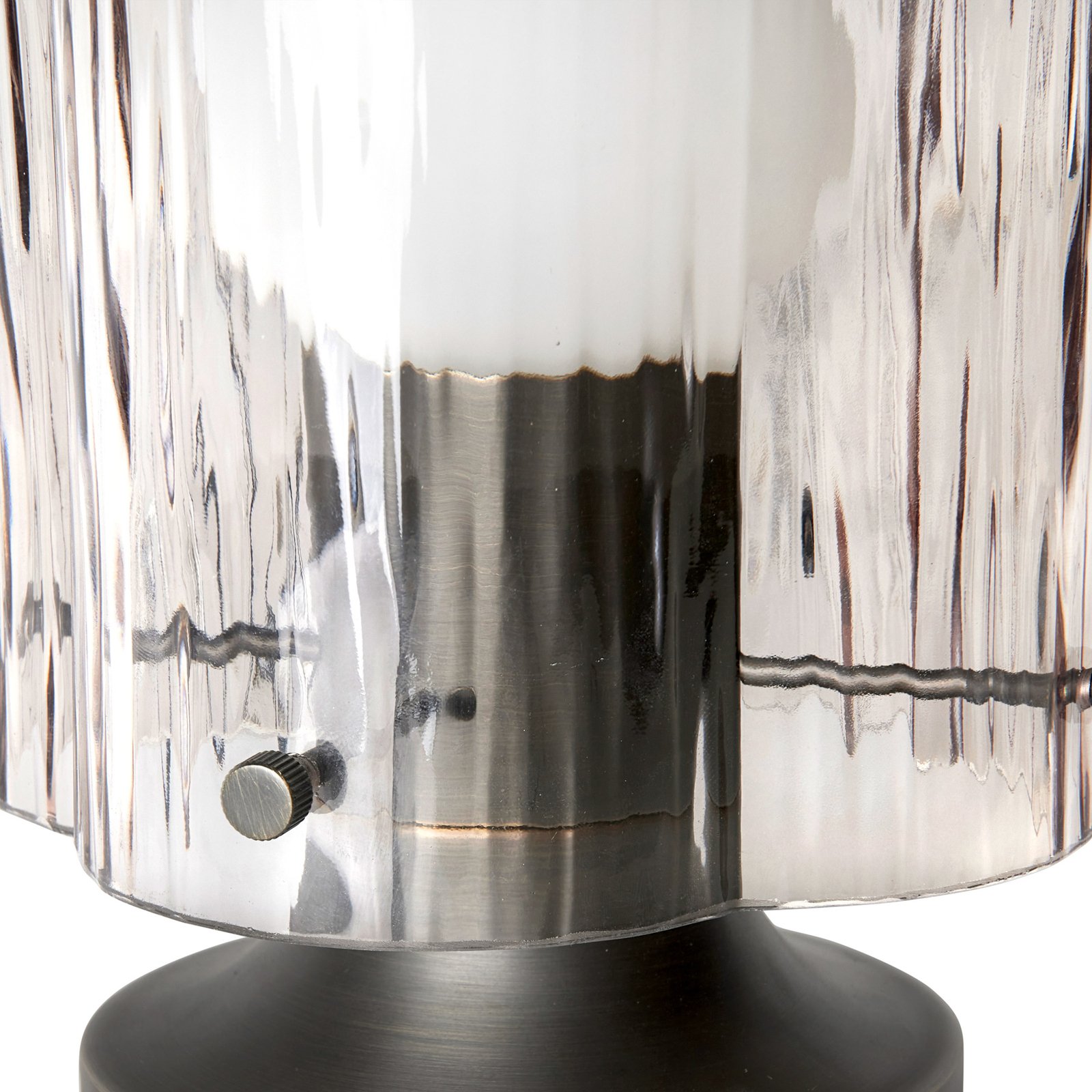 GUBI "Seine" stalinė lempa, antikvarinis žalvaris, rūkytas pilkas stiklas