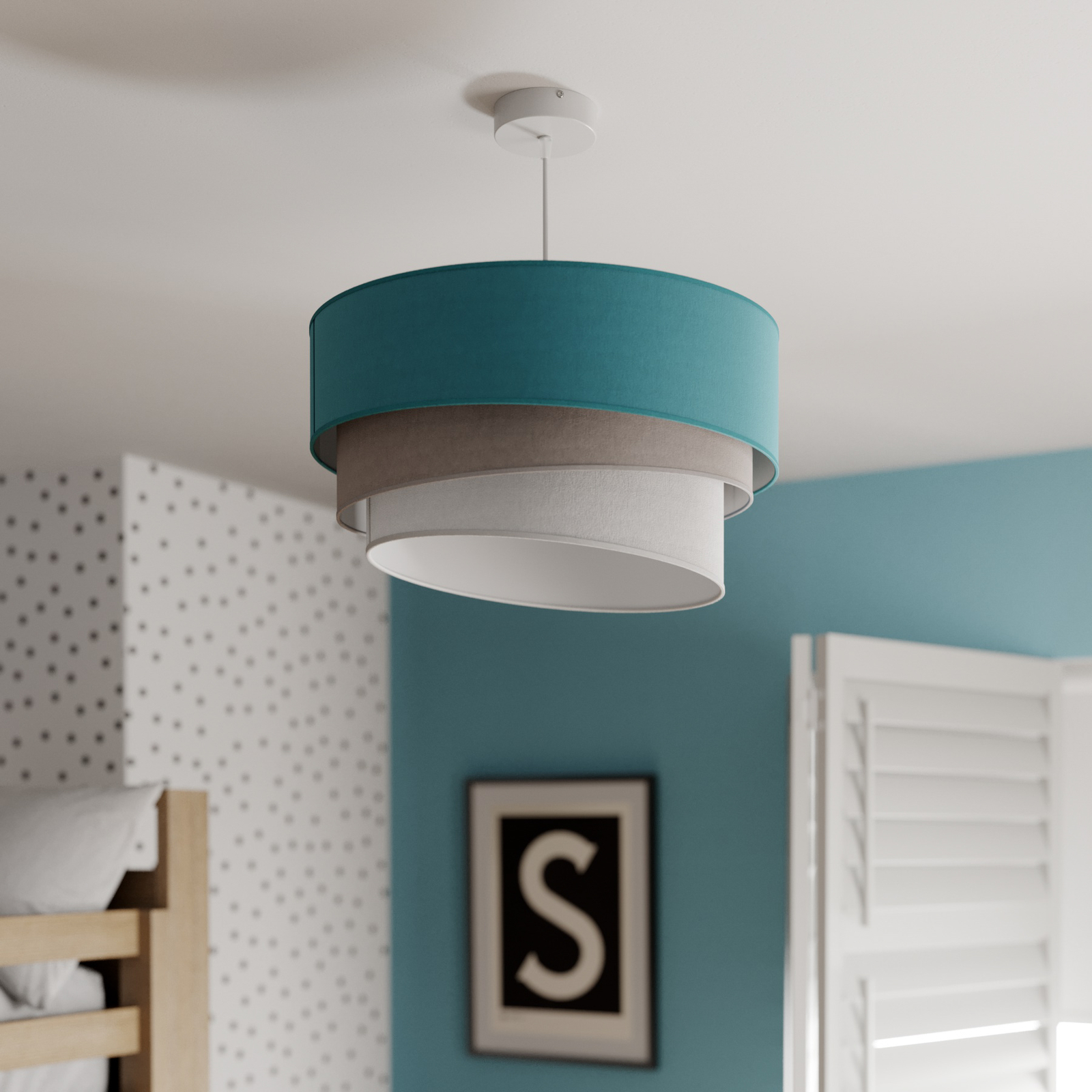 Hanglamp Pastell Trio turquoise/grijs/lichtgrijs