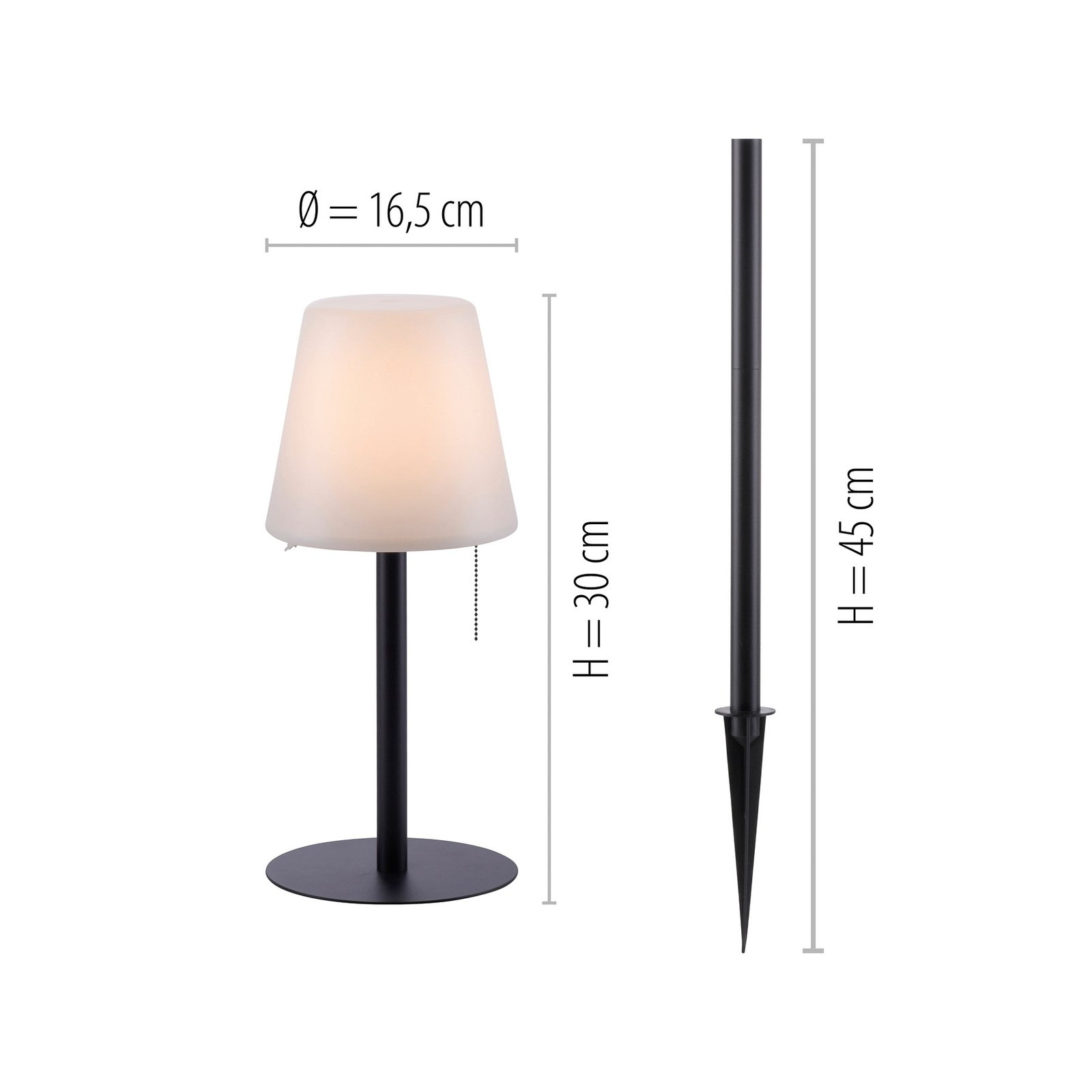 Keno LED table lamp, ground spike, pull switch