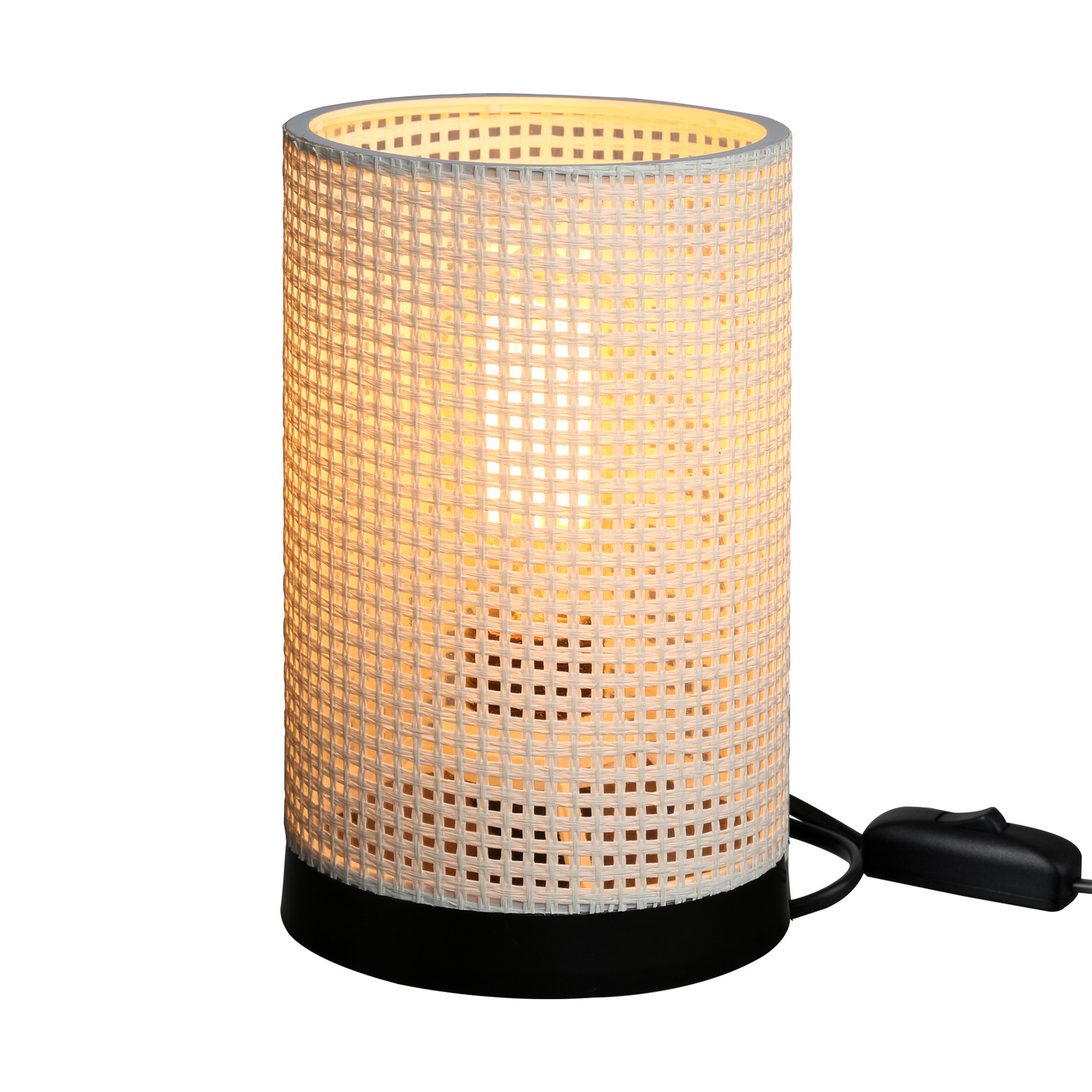 Lampa stołowa Tina, wzór biały, cylindryczna, Ø 14 cm