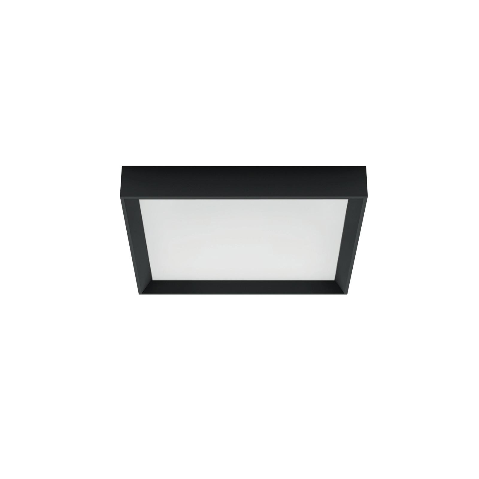 LED-taklampe Tara Q, 40 x 40 cm, svart, 3000 K, aluminium