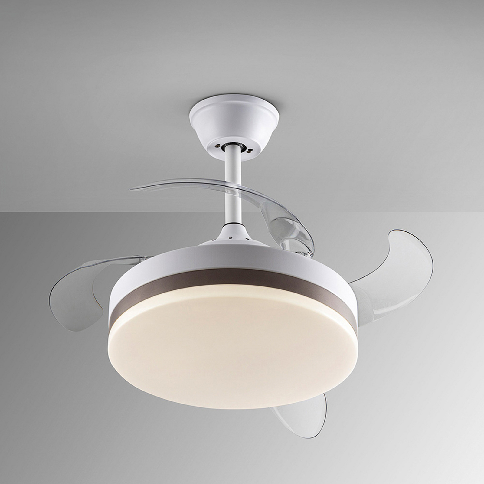 LED stropni ventilator Vento bel/bronz/dim, Ø 90 cm tih