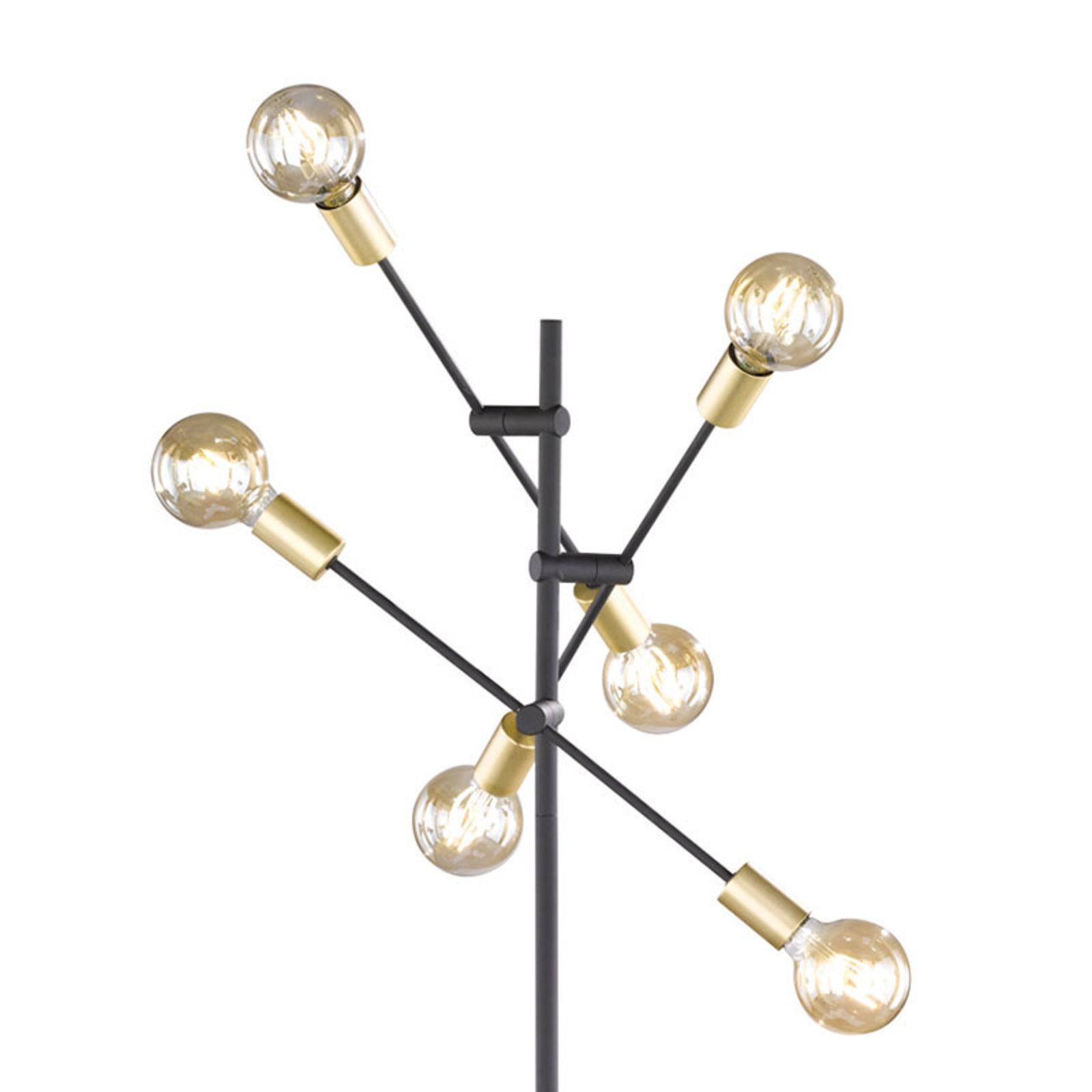 Križna podna lampa u trendi crno-zlatnom dizajnu