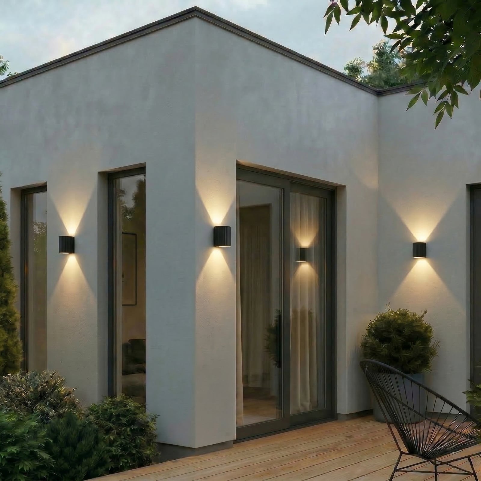 Lindby LED outdoor wall lamp Ralino, black, 2-bulb, IP65