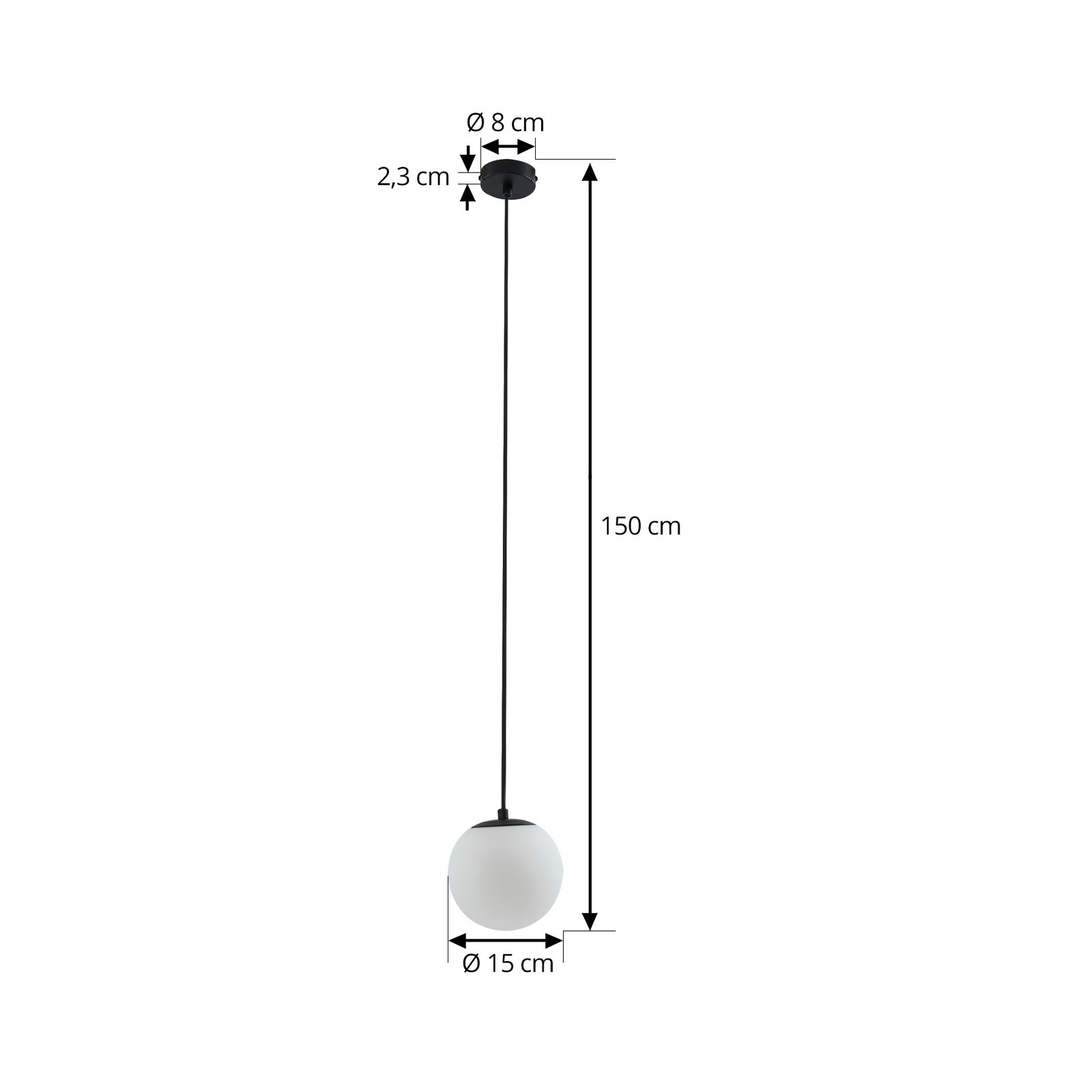 Lampa wisząca Lucande Bidolo, czarny, szkło, Ø 15 cm, IP44