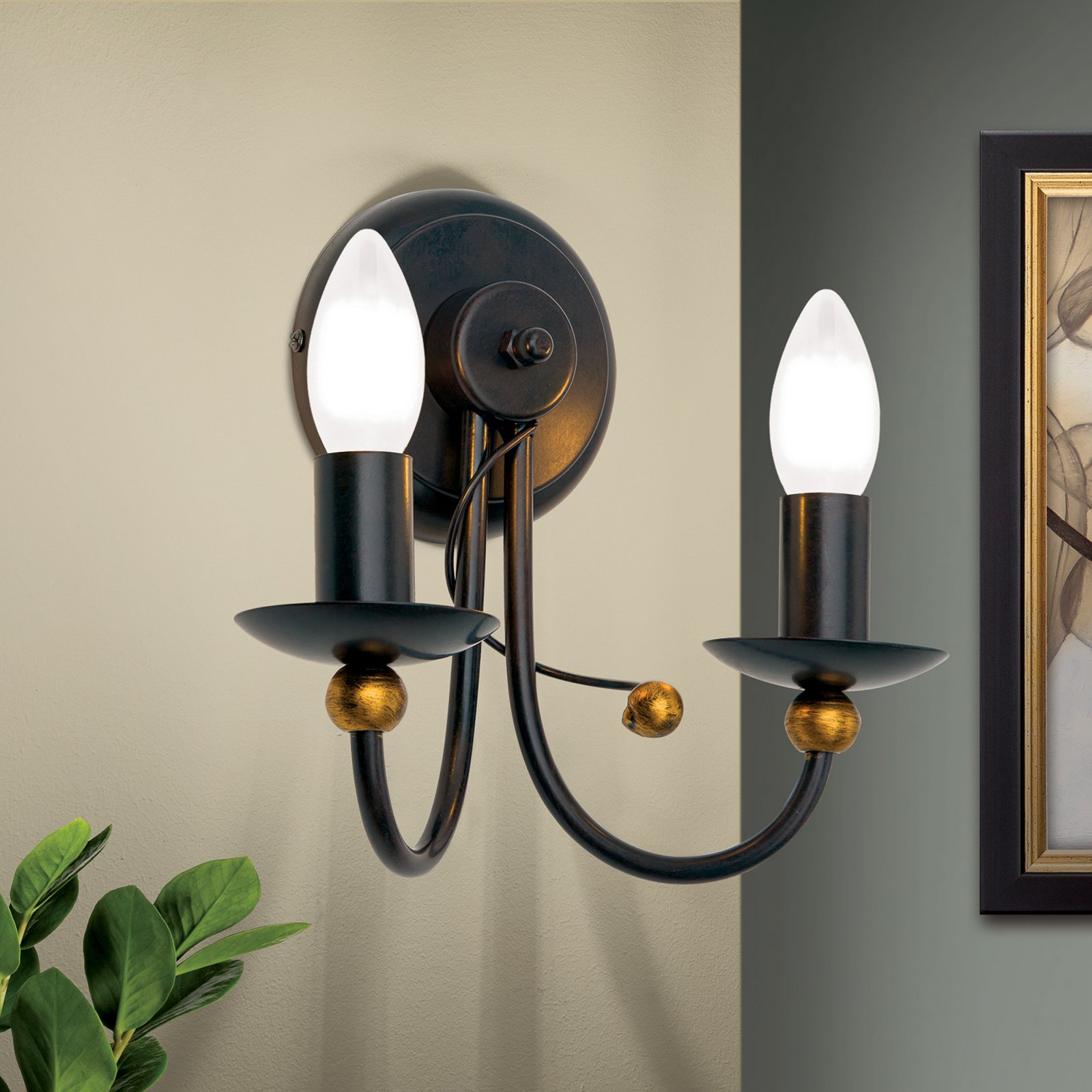 2-lichts wandlamp GARDA in landhuisstijl