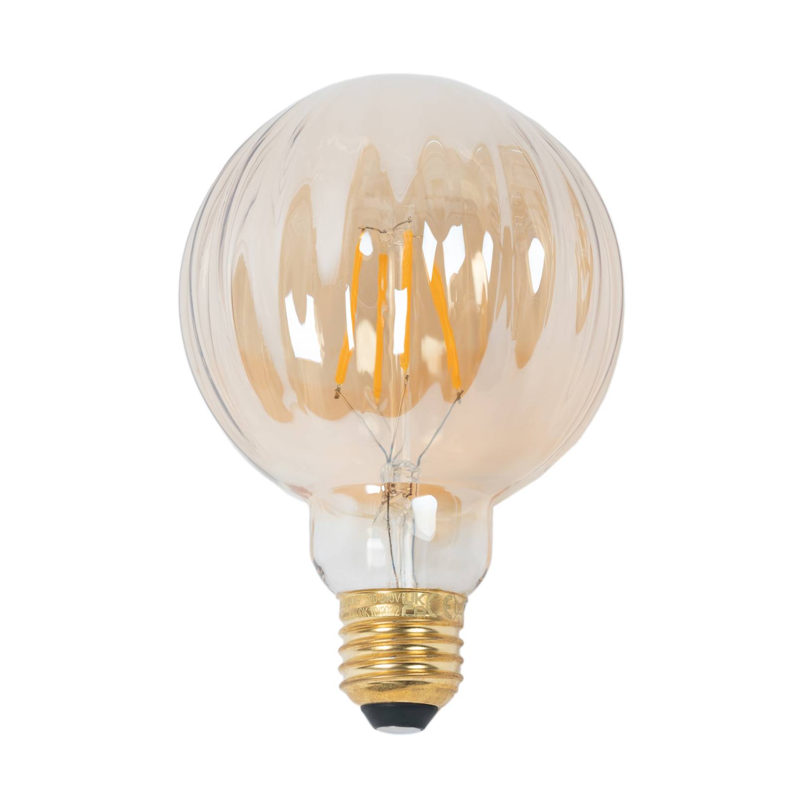 E27 3,8W LED-Lampe G95, 2700K, 340lm, Rillen amber