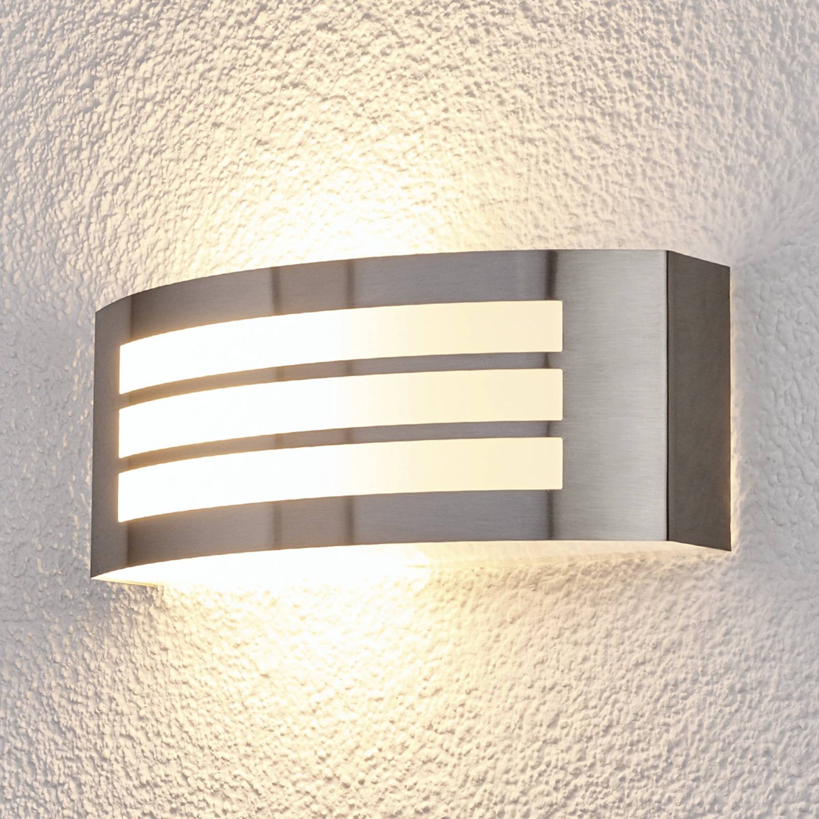 ELC Galzara outdoor wall light stainless steel, stainless steel, polycarbonate, E27, 14 W, W: 25 cm, H: 10 cm