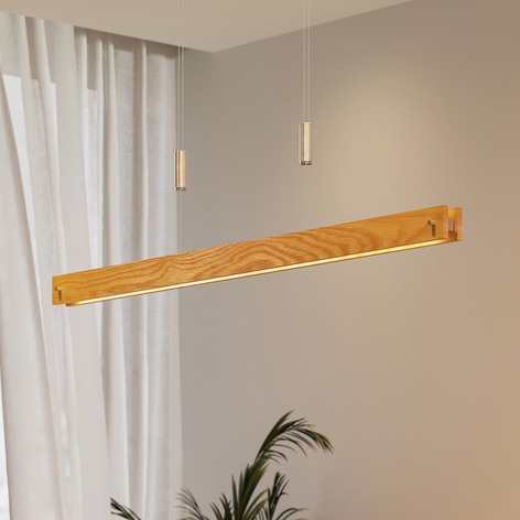 Lindby Alimara LED-Holz-Hängeleuchte, 98 cm