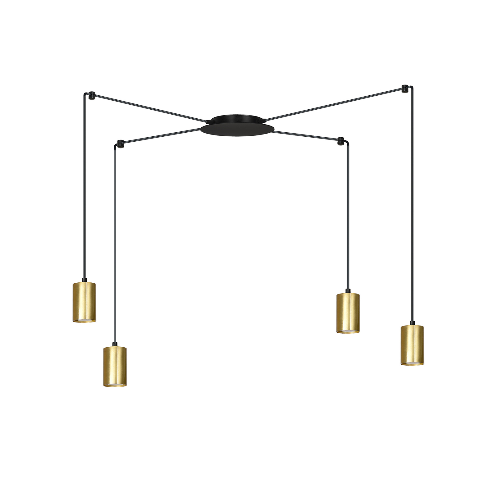 Hanglamp Speed, zwart/goud, 4-lamps