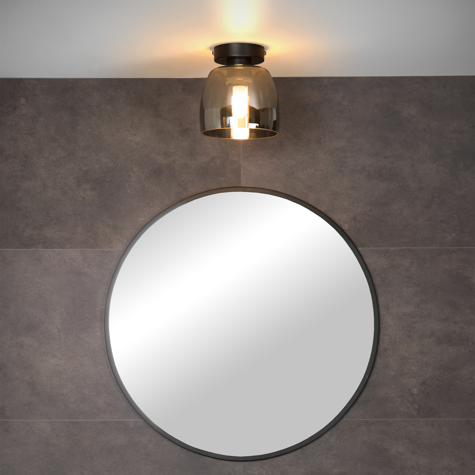 Tyler bathroom ceiling light, black/smoke grey