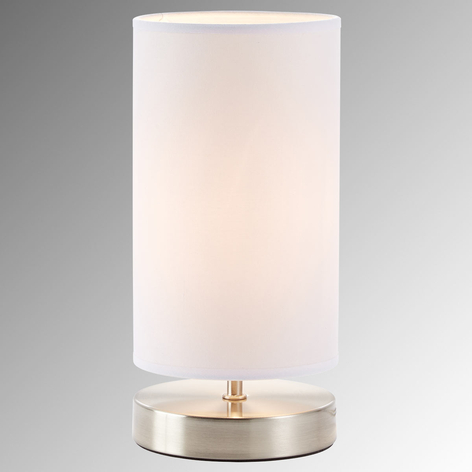 Biała tekstylna lampa stołowa Clarie