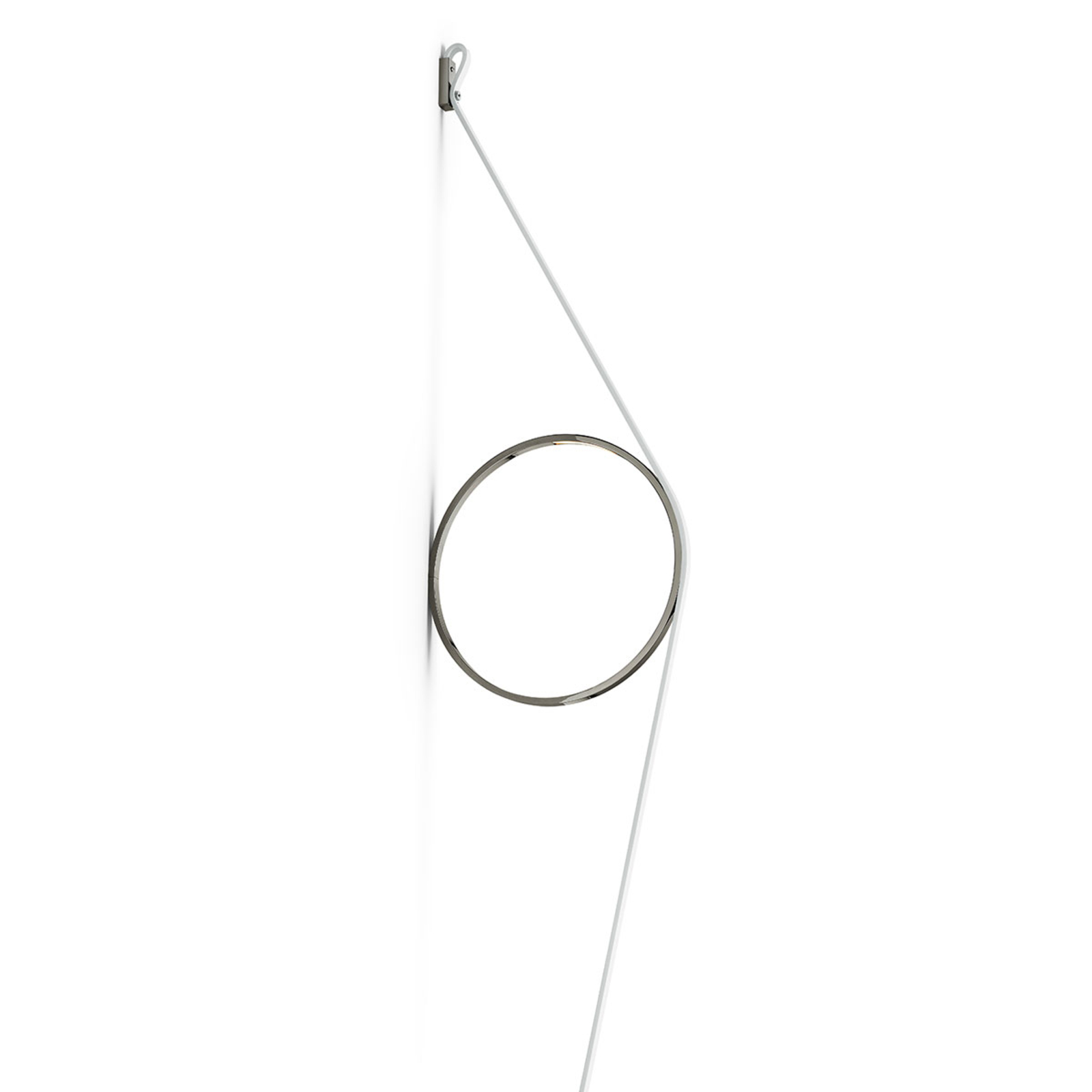 Flos FLOS Wirering white LED wall light, ring grey, for Living / Dining Room, aluminium, rubber, 16 W, energy efficiency: A+, H: 208 cm