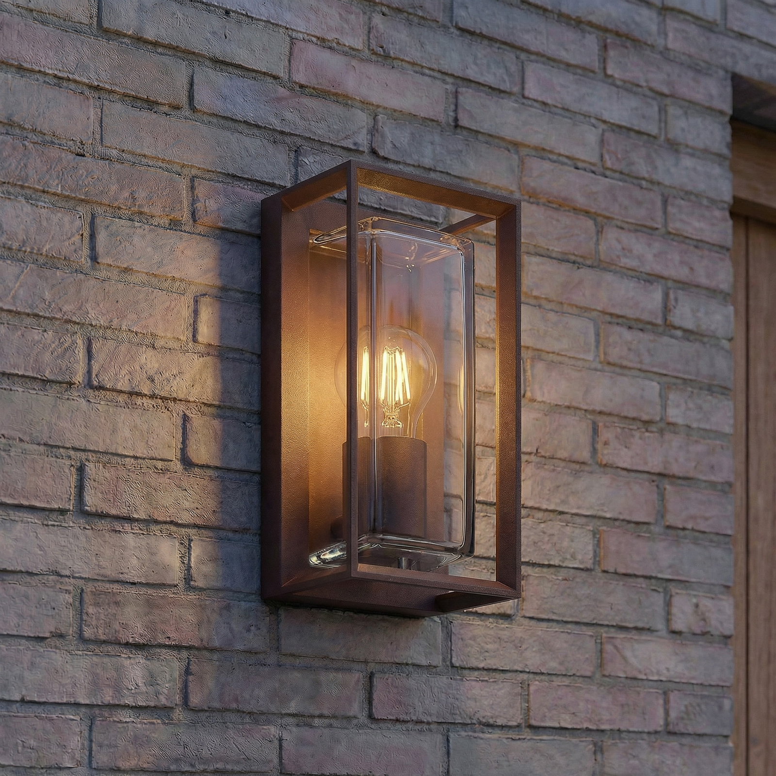 Arcchio išorinis sieninis šviestuvas Ismera, rūdžių spalvos, IP65, stiklas, E27