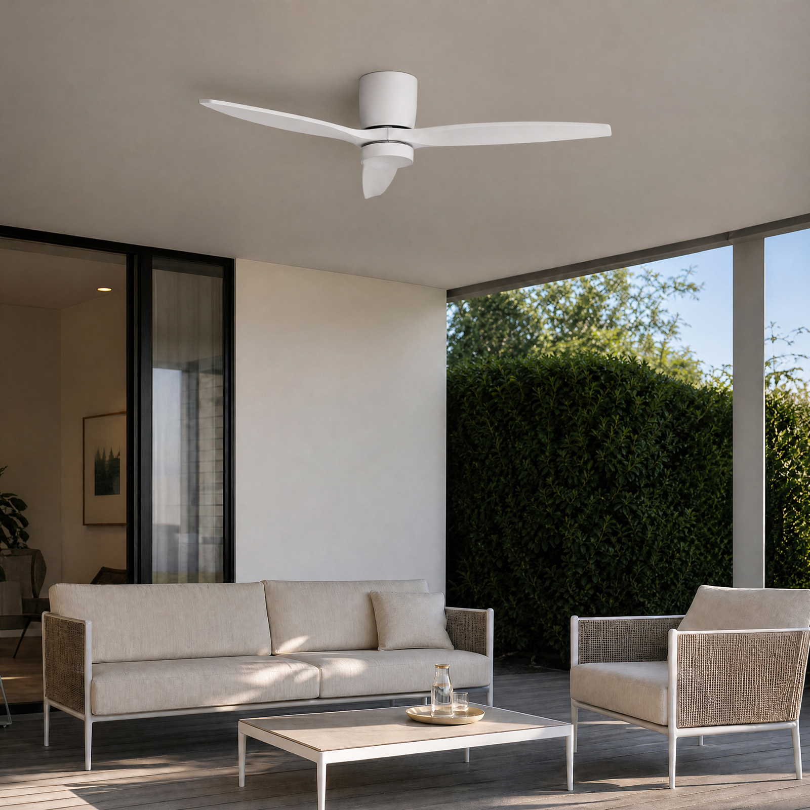 Lucande LED-Deckenventilator Sorin, weiß, CCT, IP44