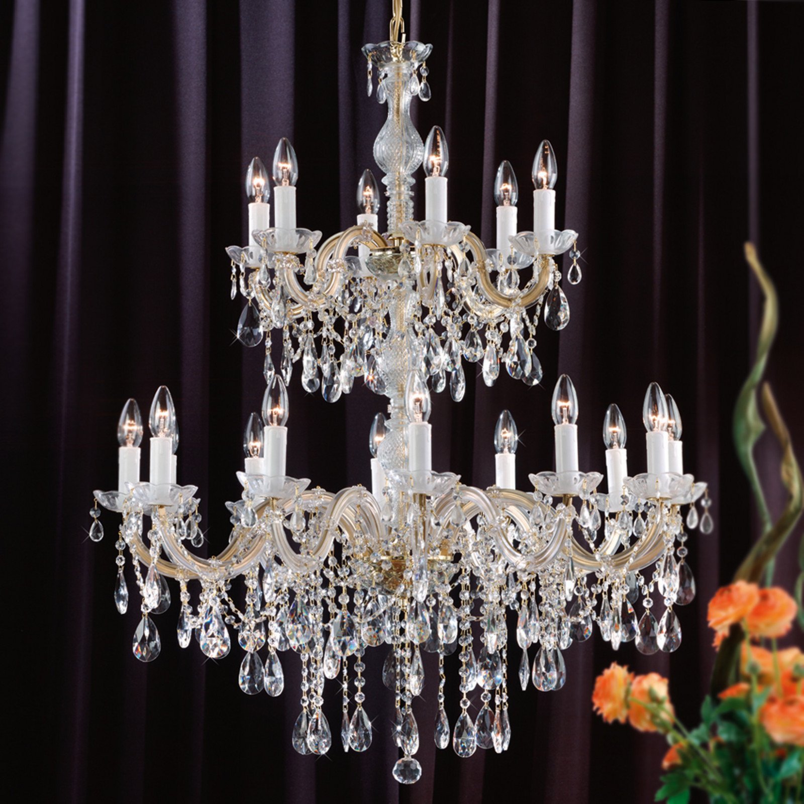 ORION Candelabru THERA Ø 90 cm - Camera de zi / sufragerie - Antichitate - auriu transparent - Metal