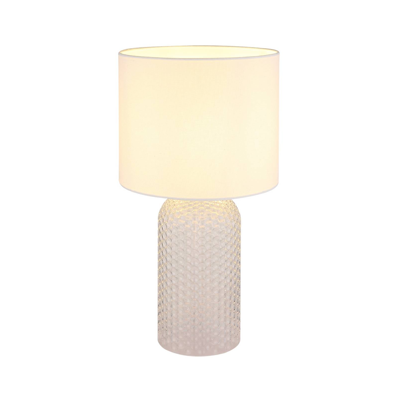 Tischlampe Sofia, weiß, Höhe 50 cm, Stoff/Glas
