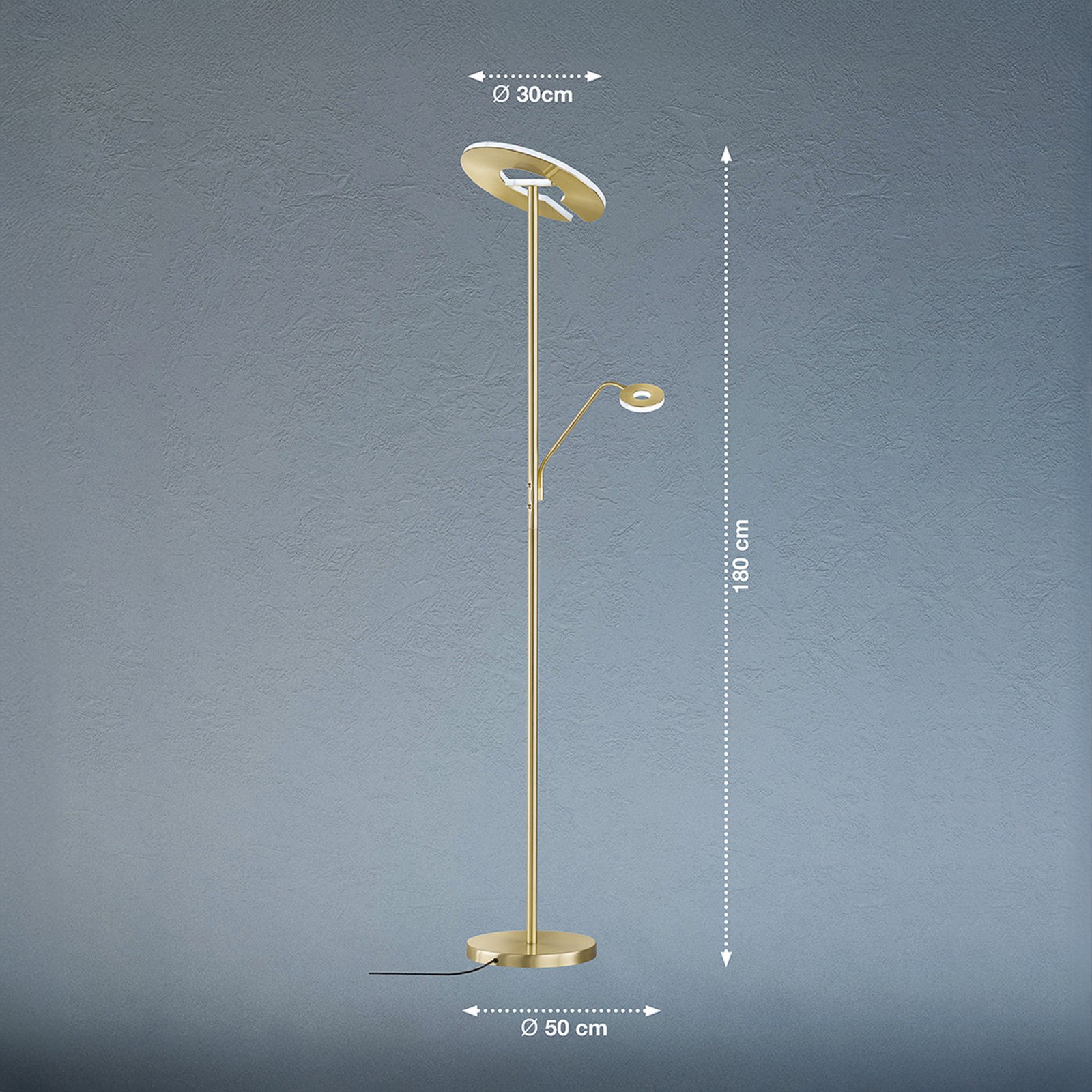 Talna svetilka LED Dent, medeninaste barve, 180 cm, CCT, 2 svetilki Talna svetilka LED Dent, medeninaste barve, 180 cm, CCT, 2 svetilki