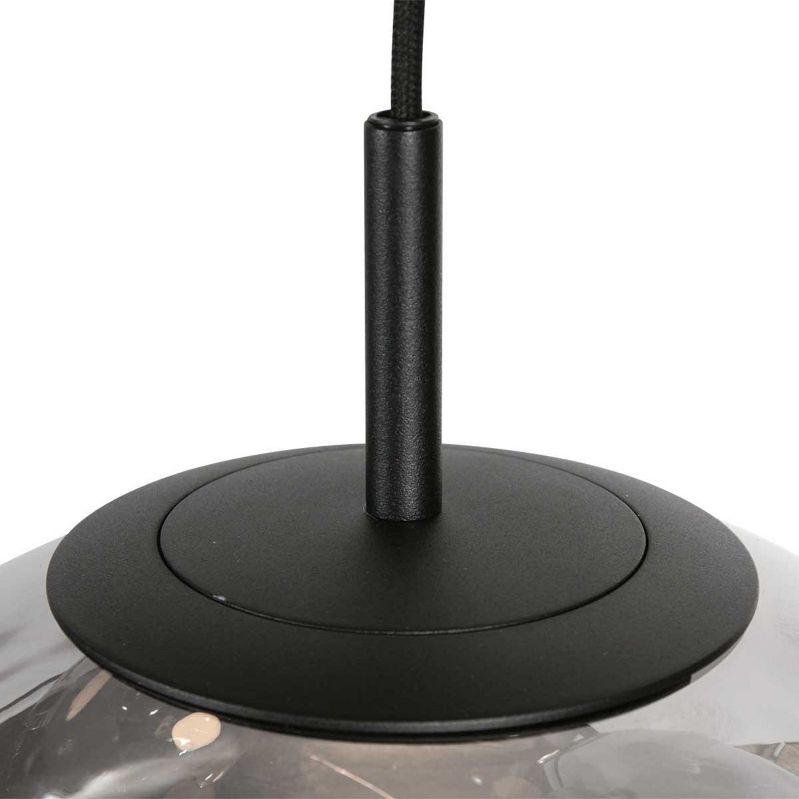 LED pendant light Bollique, 5-bulb. Round, black, glass