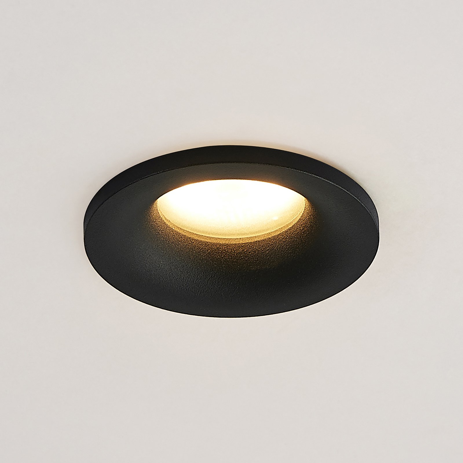 Arcchio Enia innfellingslampe, rund, svart