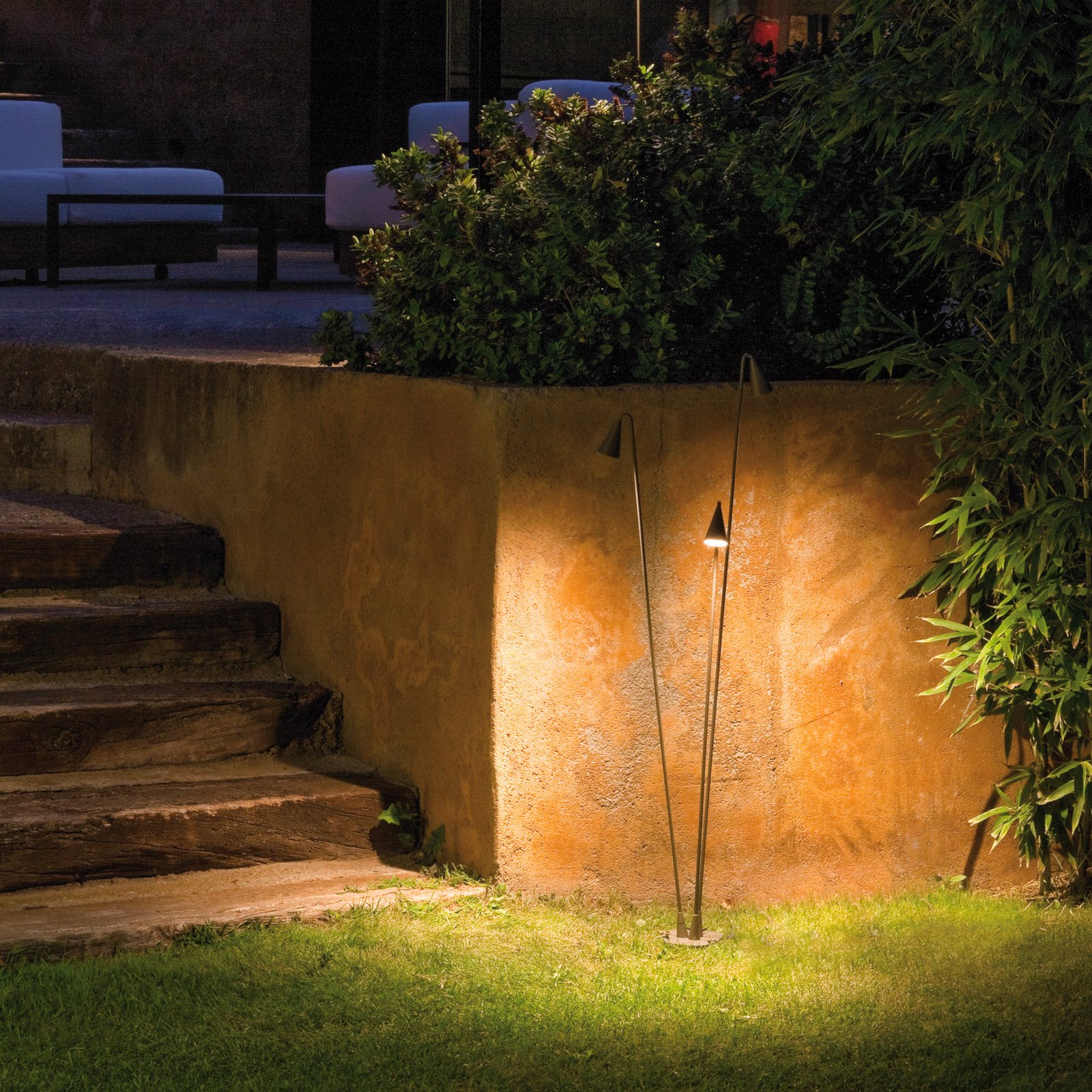 udendørs LED-gulvlampe Brisa, 3 lyskilder, khaki